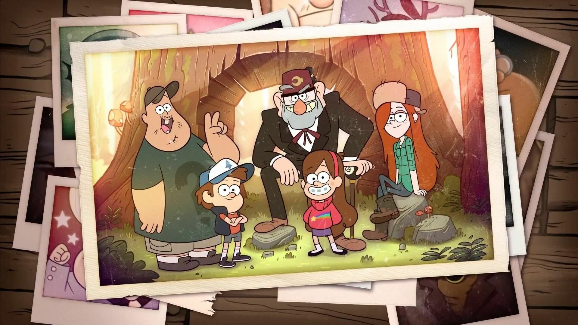 Gravity Falls: Wendy Corduroy, Soos, Grunkle Stan, Mabel, Dipper. 1920x1080 Full HD Background.