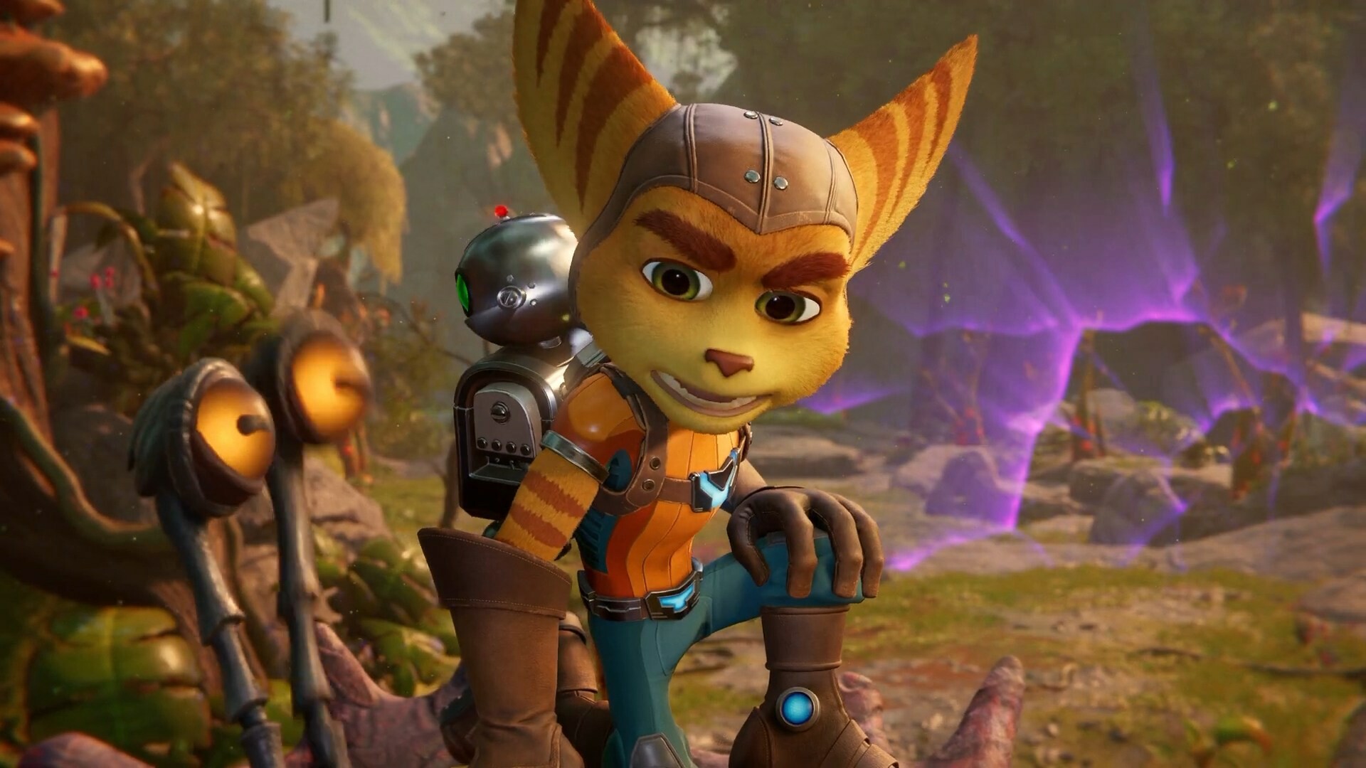 Ratchet and Clank: Rift Apart: An anthropomorphic character, Born on the Lombax home-world of Planet Fastoon. 1920x1080 Full HD Wallpaper.