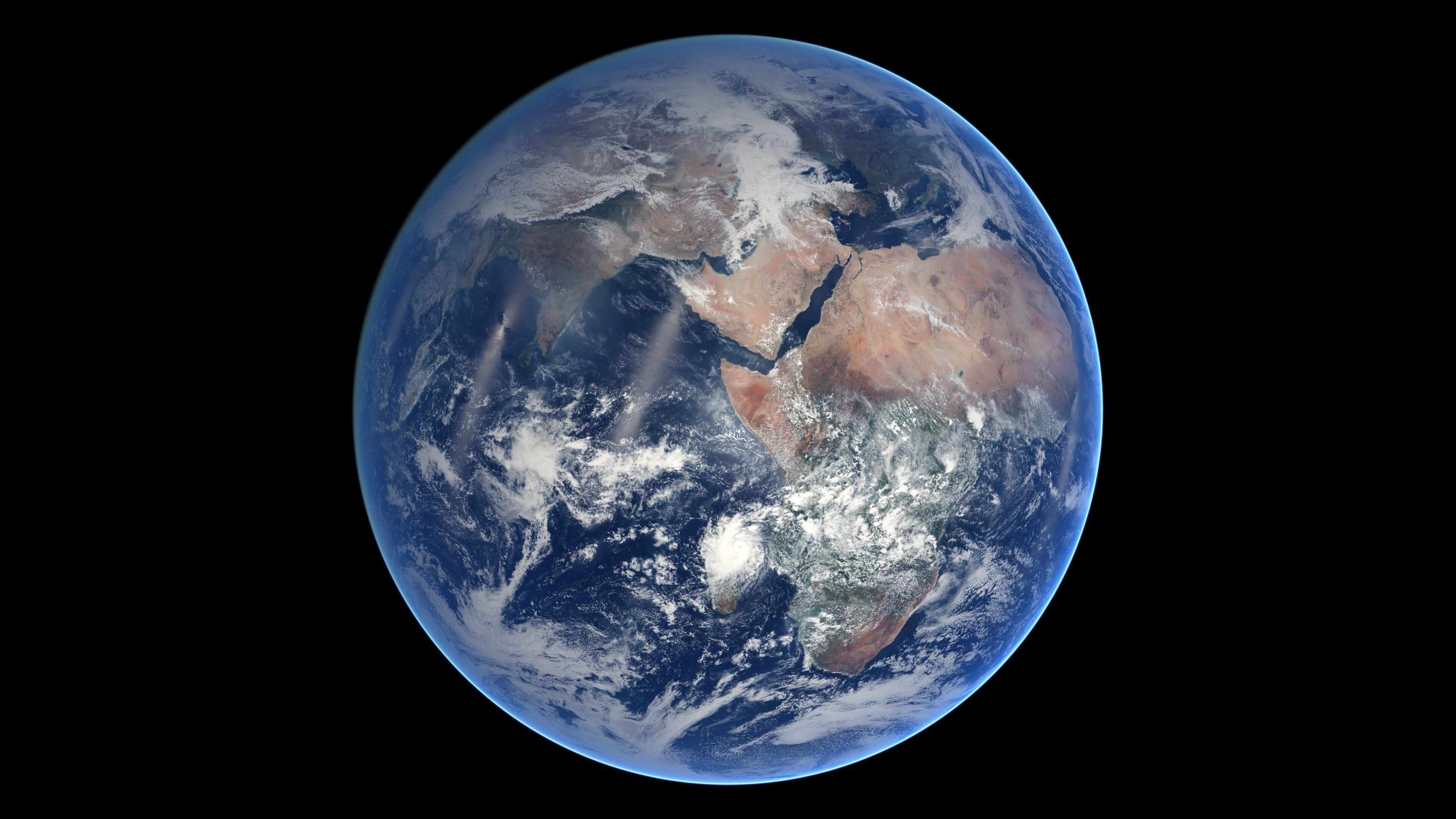 Earth: Space, Blue planet, NASA, Solar System, Continents, Atmosphere. 3840x2160 4K Wallpaper.