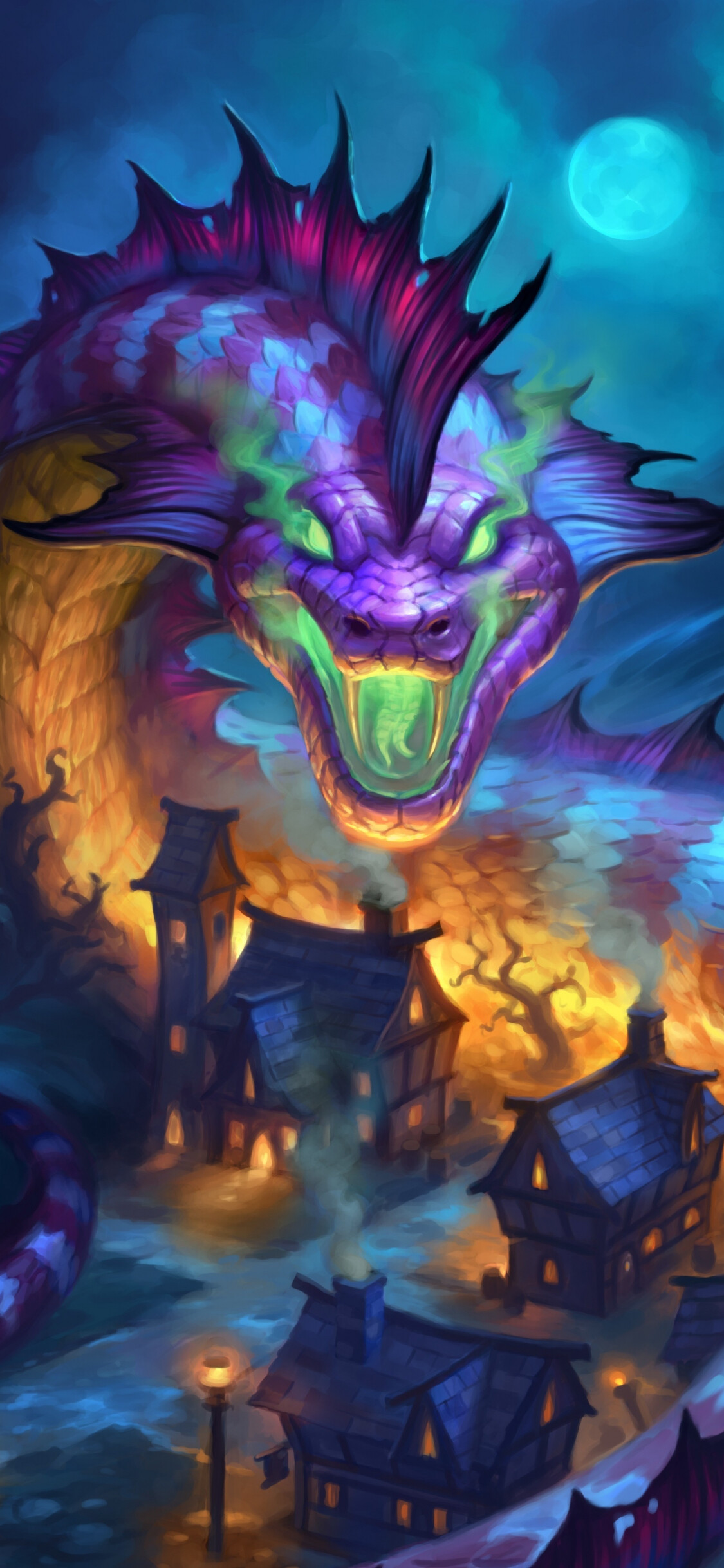 Hearthstone: Baku the Mooneater, A giant worm featured in The Witchwood expansion. 1130x2440 HD Wallpaper.