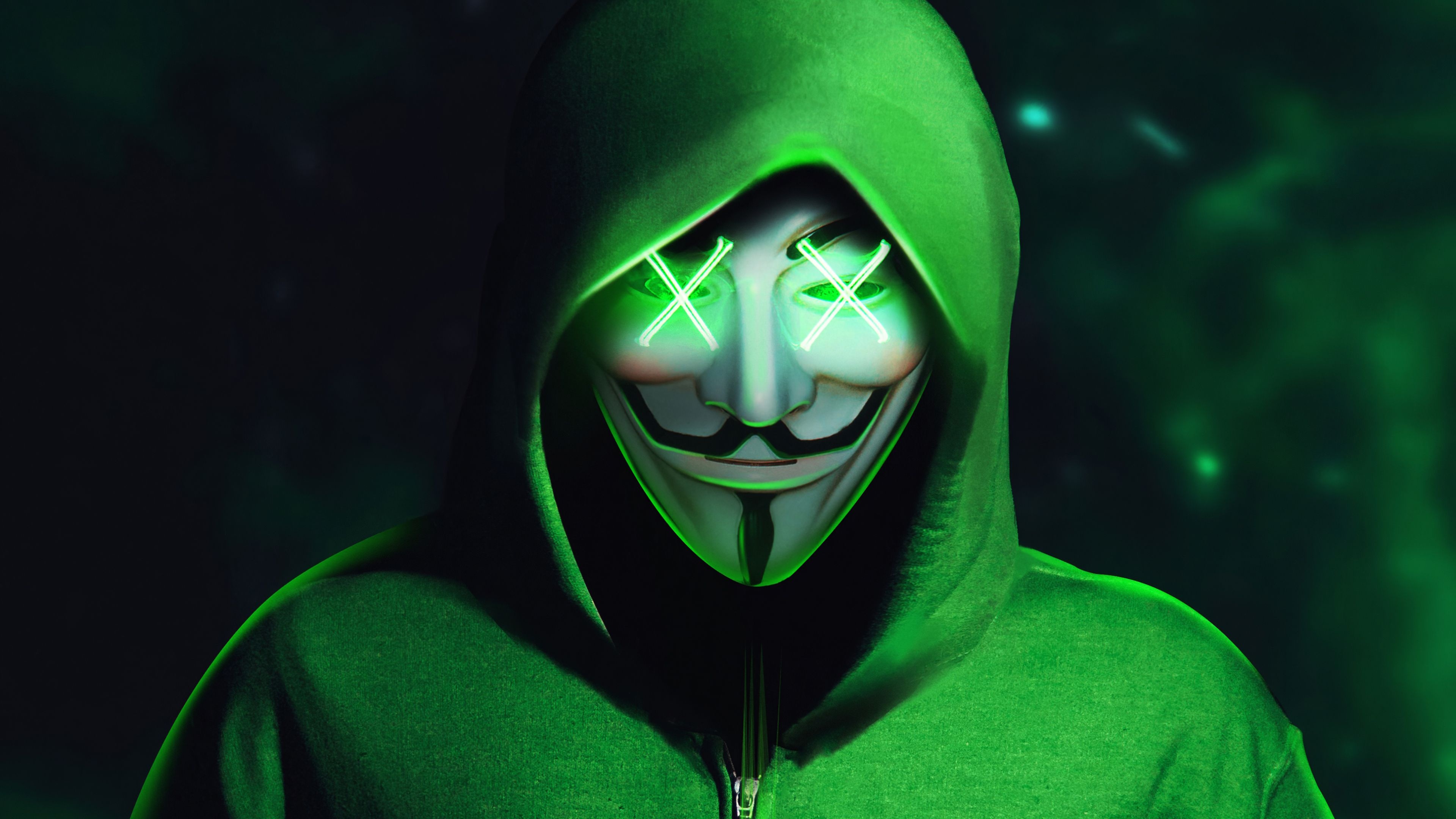 Guy Fawkes Mask: The design came to represent broad protest, Subculture. 3840x2160 4K Background.