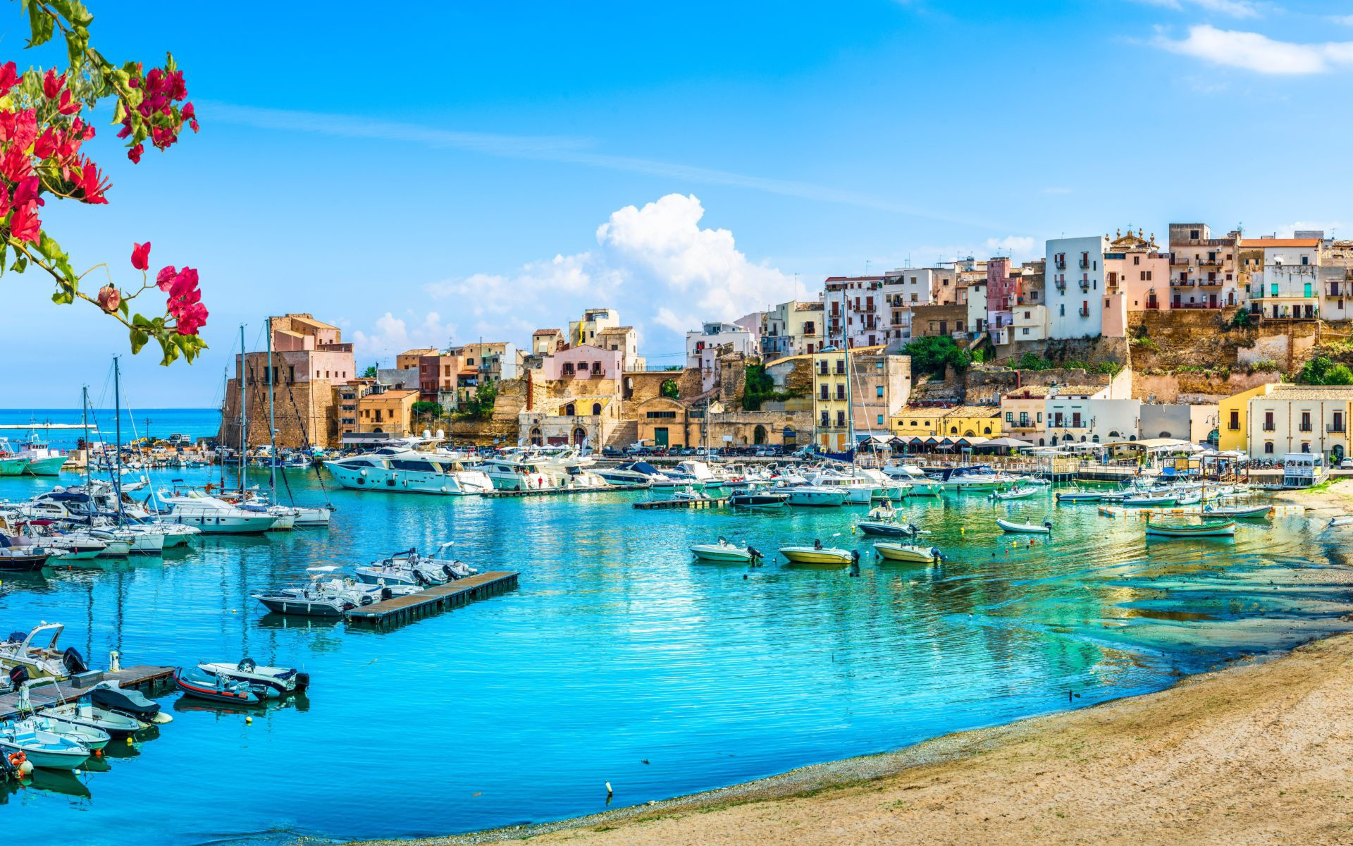 Castellammare del Golfo, Tranquil bay, Mediterranean charm, Yacht-filled cityscape, 1920x1200 HD Desktop