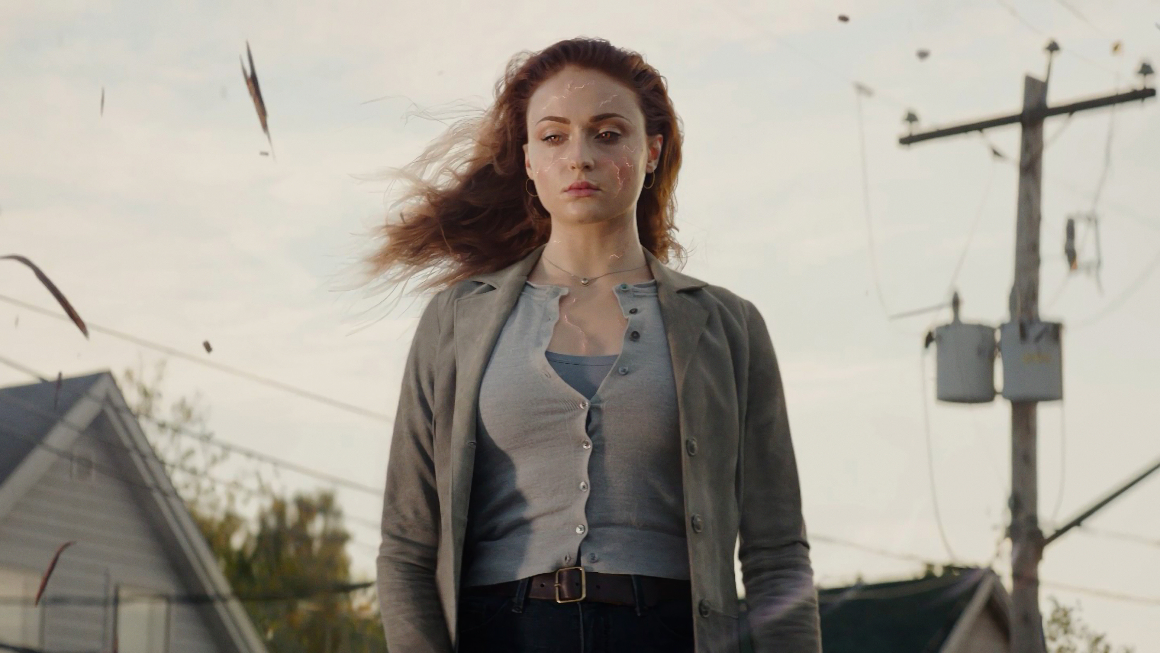 Sophie Turner: Played mutant Jean Grey in X-Men: Apocalypse (2016). 3840x2160 4K Wallpaper.
