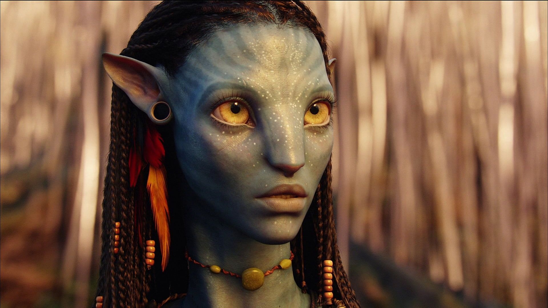Zoe Saldana, Avatar Neytiri, Navi face, Movie character, 1920x1080 Full HD Desktop