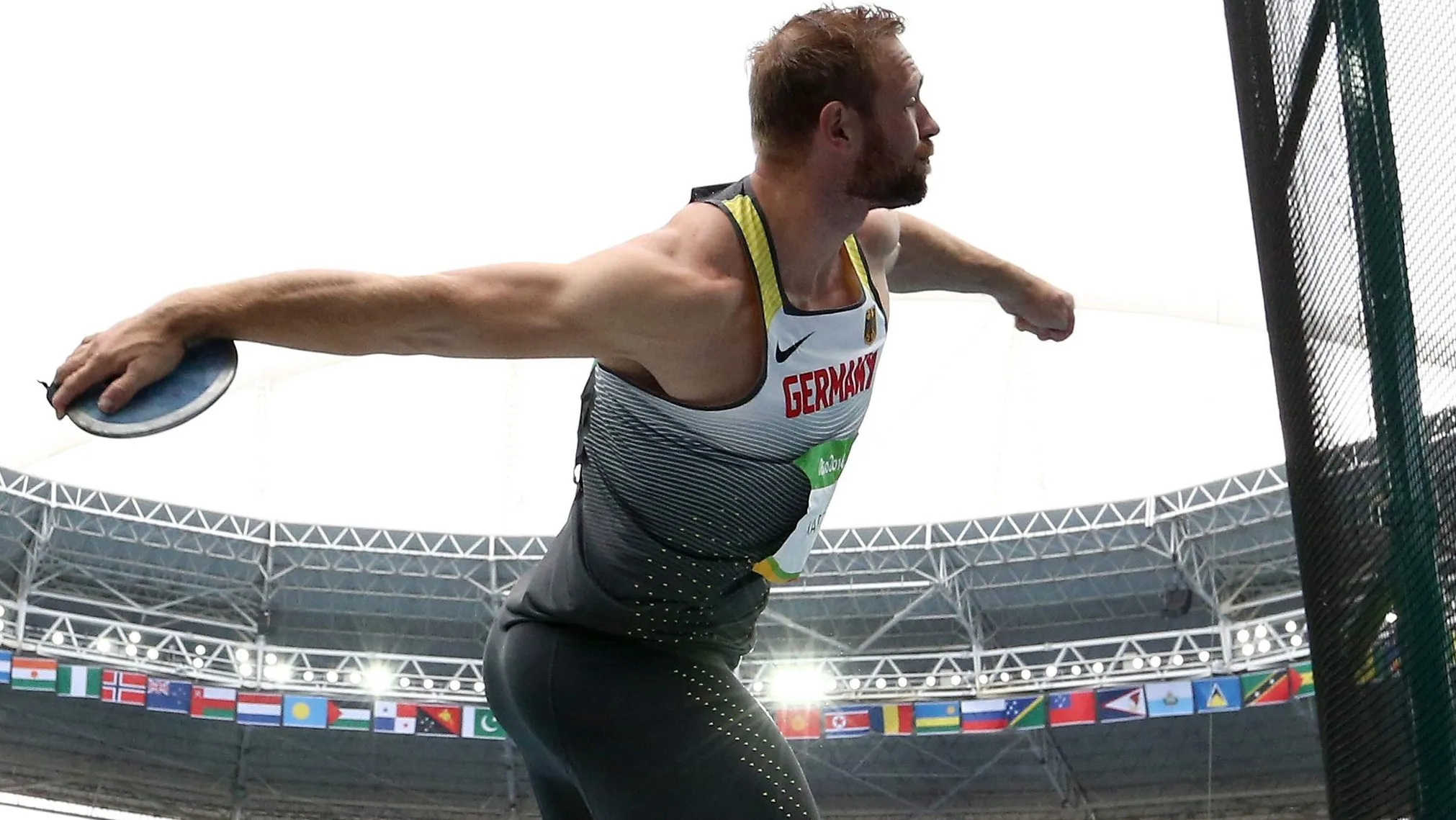 Discus Throw: Back-to-back brothers, Team Germany, Christoph Harting, Gold medal, Rio 2016. 2030x1140 HD Background.