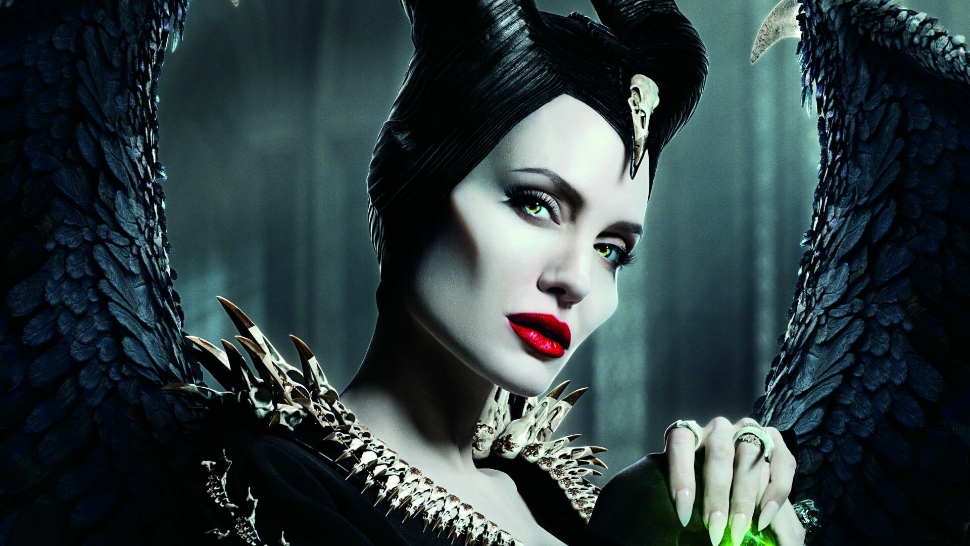Angelina Jolie: Maleficent: Mistress of Evil, Witch, 2019. 1920x1080 Full HD Background.