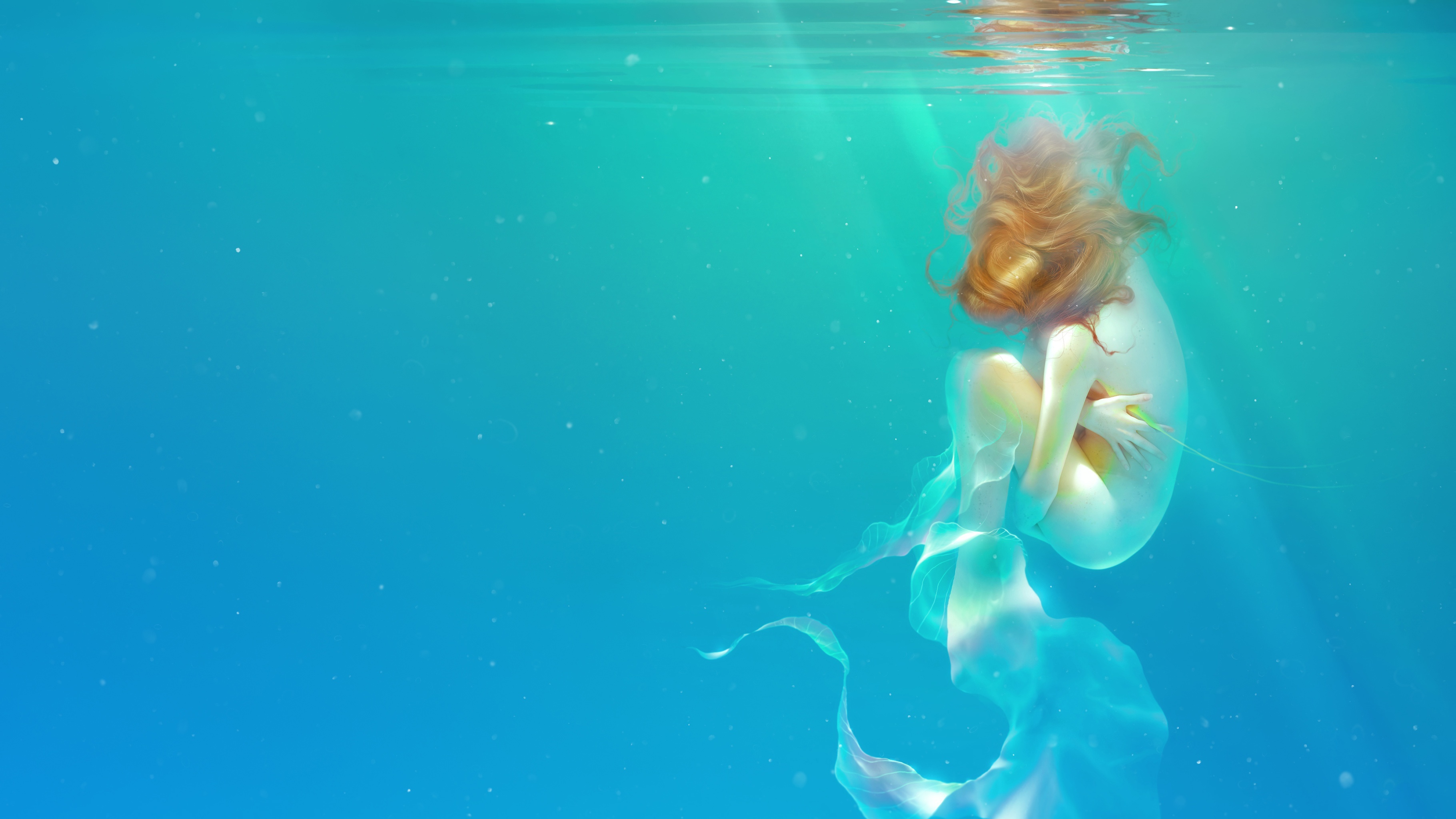 Water girl mermaid, Manual resize wallpaper, 3650x2050 HD Desktop