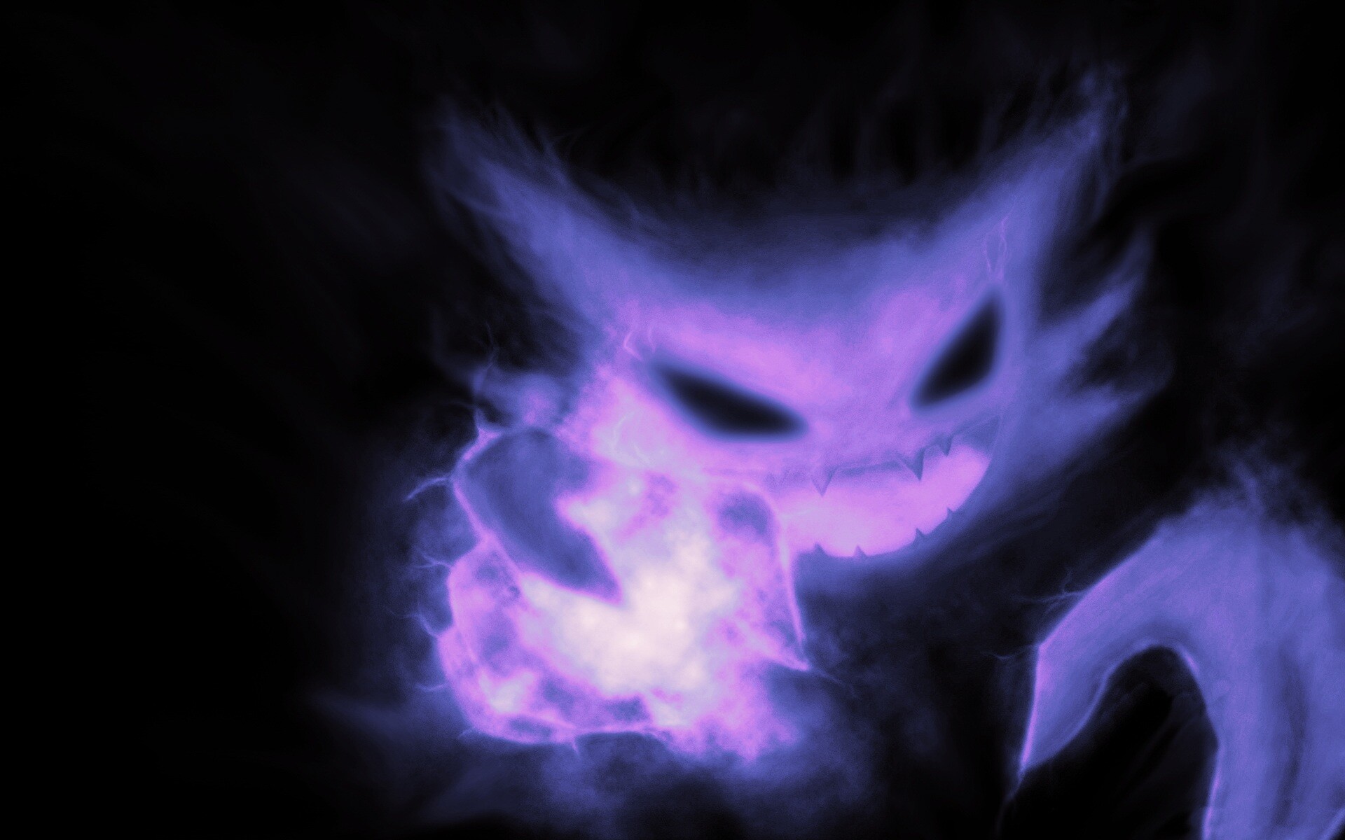 Gengar: Haunter, A gaseous body, A round head flanked by three large, spiked protrusions on either side. 1920x1200 HD Wallpaper.