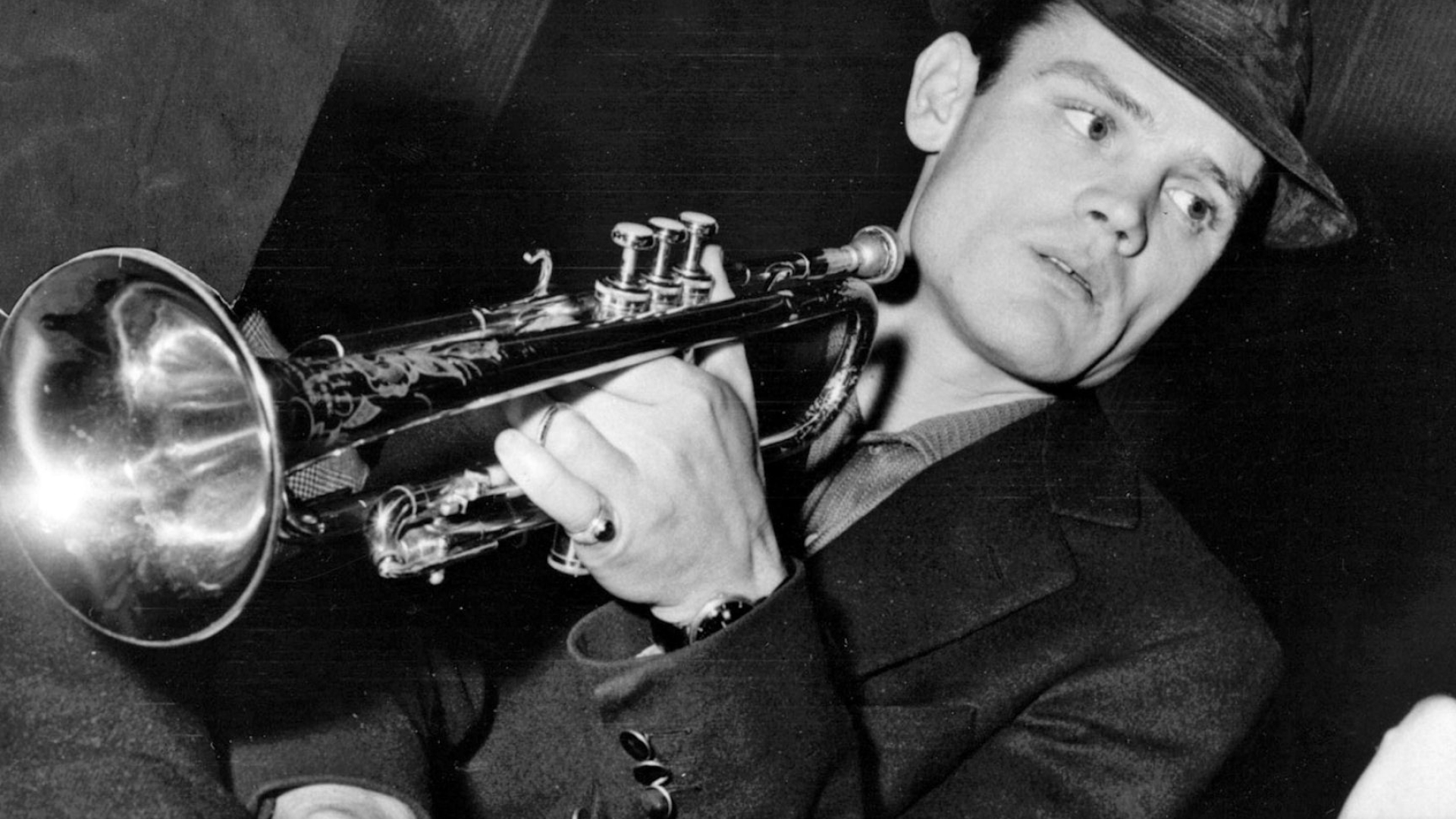 Trumpet: A wind  instrument, Chet Baker, An American musician and vocalist, The plaintive, fragile tone of playing. 1920x1080 Full HD Wallpaper.