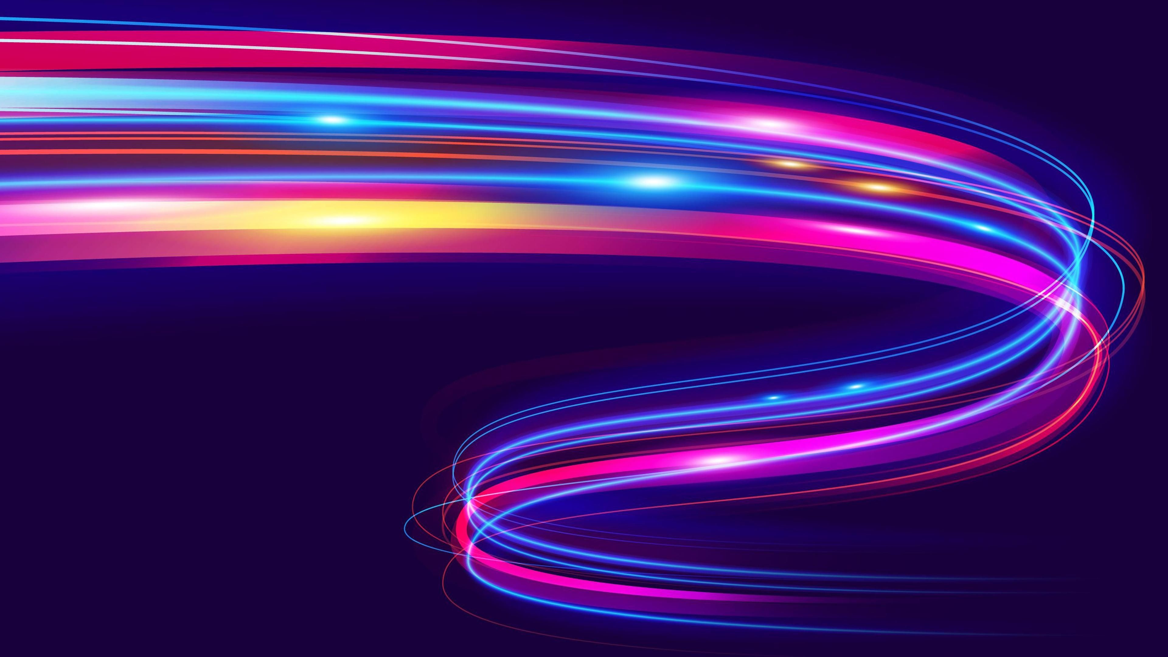 Wave, Neon Abstract Wallpaper, 3840x2160 4K Desktop