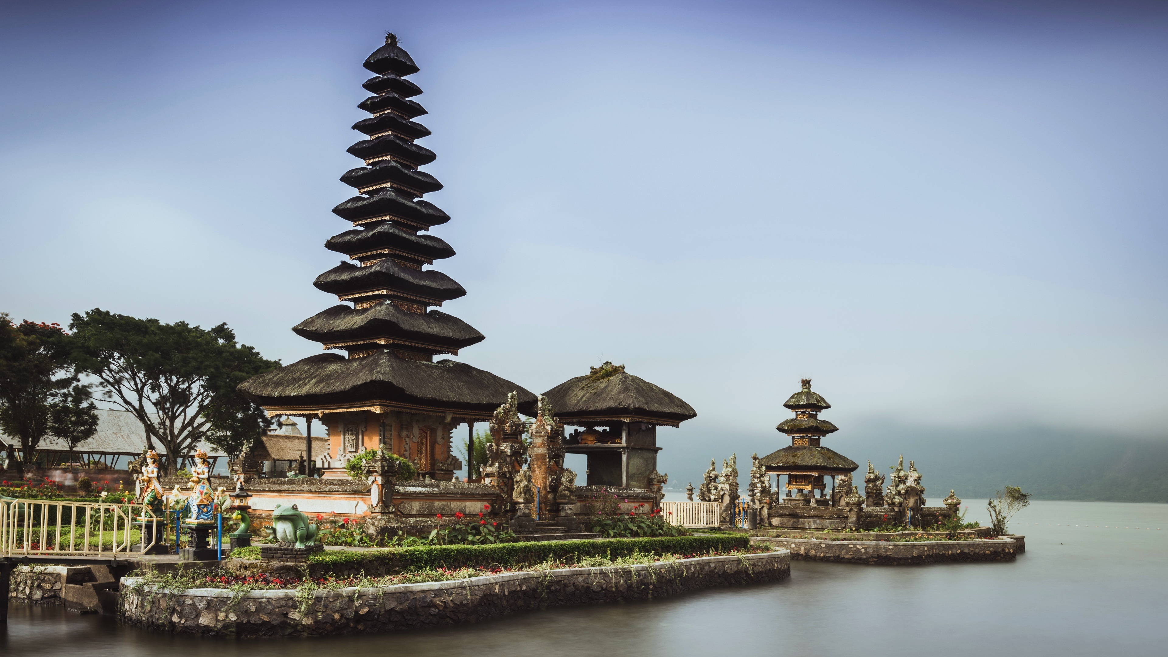 Pura Ulun Danu Bratan, Balinese landmark, Ultra HD wallpaper, Tranquil background, 3840x2160 4K Desktop