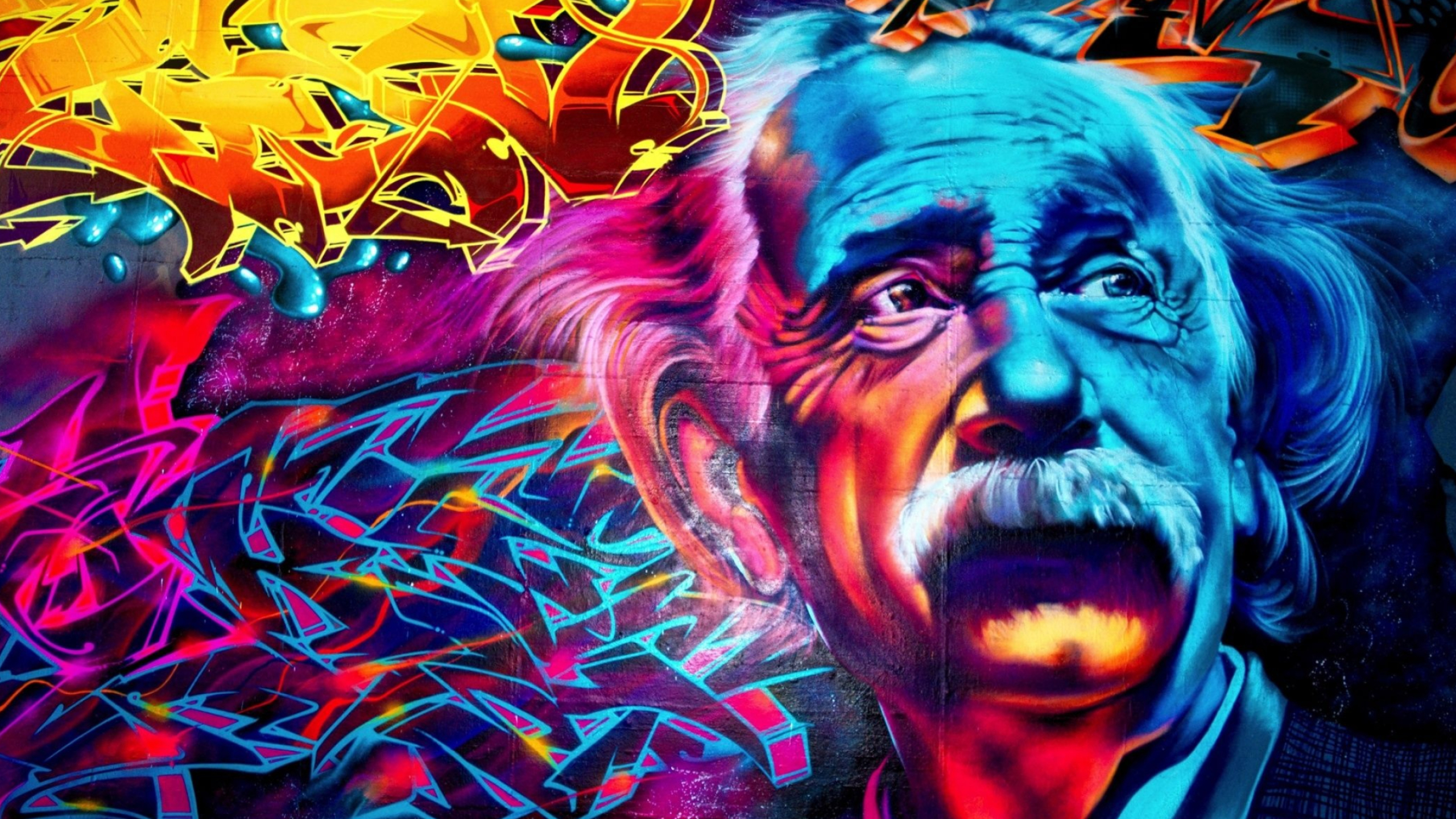 Albert Einstein, Street Art Wallpaper, 2560x1440 HD Desktop