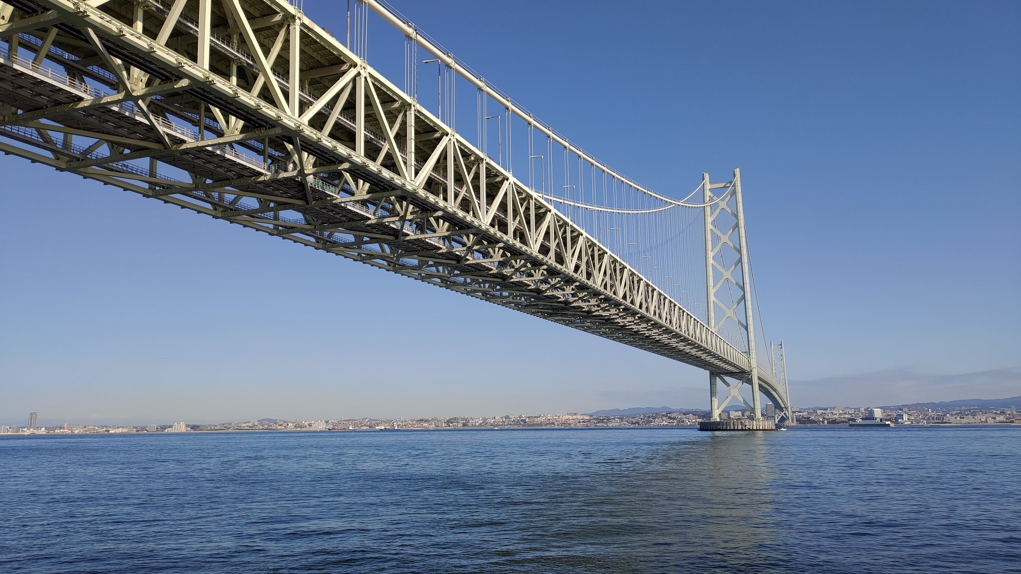 Akashi Kaikyo Bridge, Longest suspension bridge, Japanese landmark, Engineering marvel, 2050x1160 HD Desktop