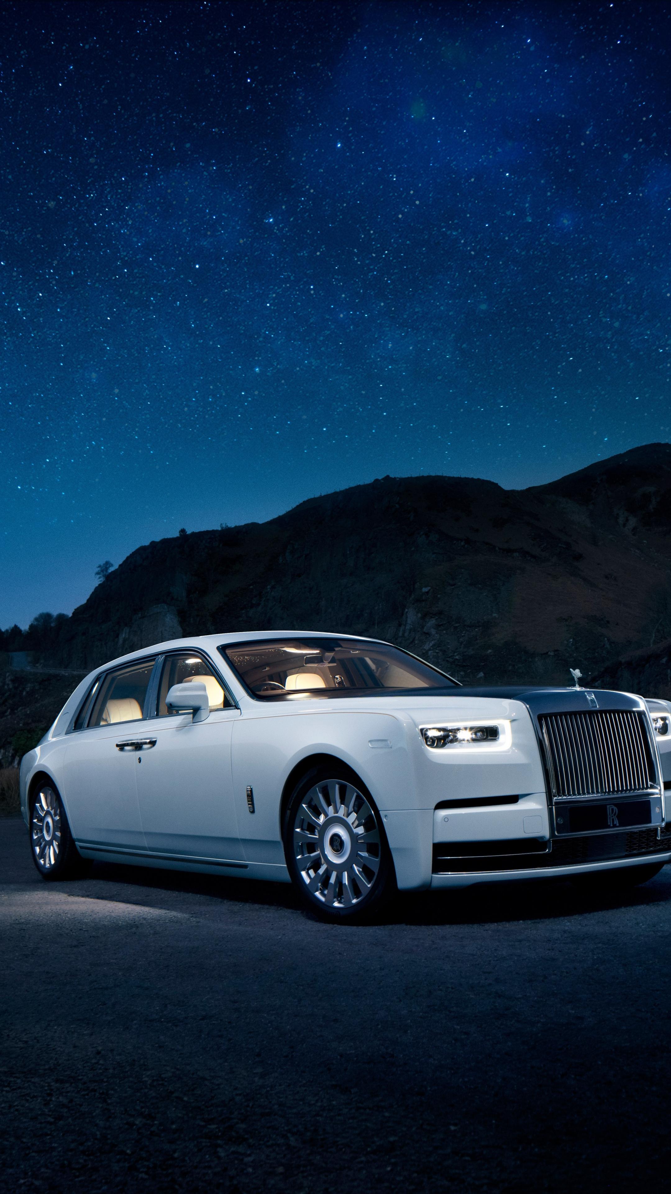 Rolls-Royce Ghost, White tranquillity, Sony Xperia premium, Image background, 2160x3840 4K Handy