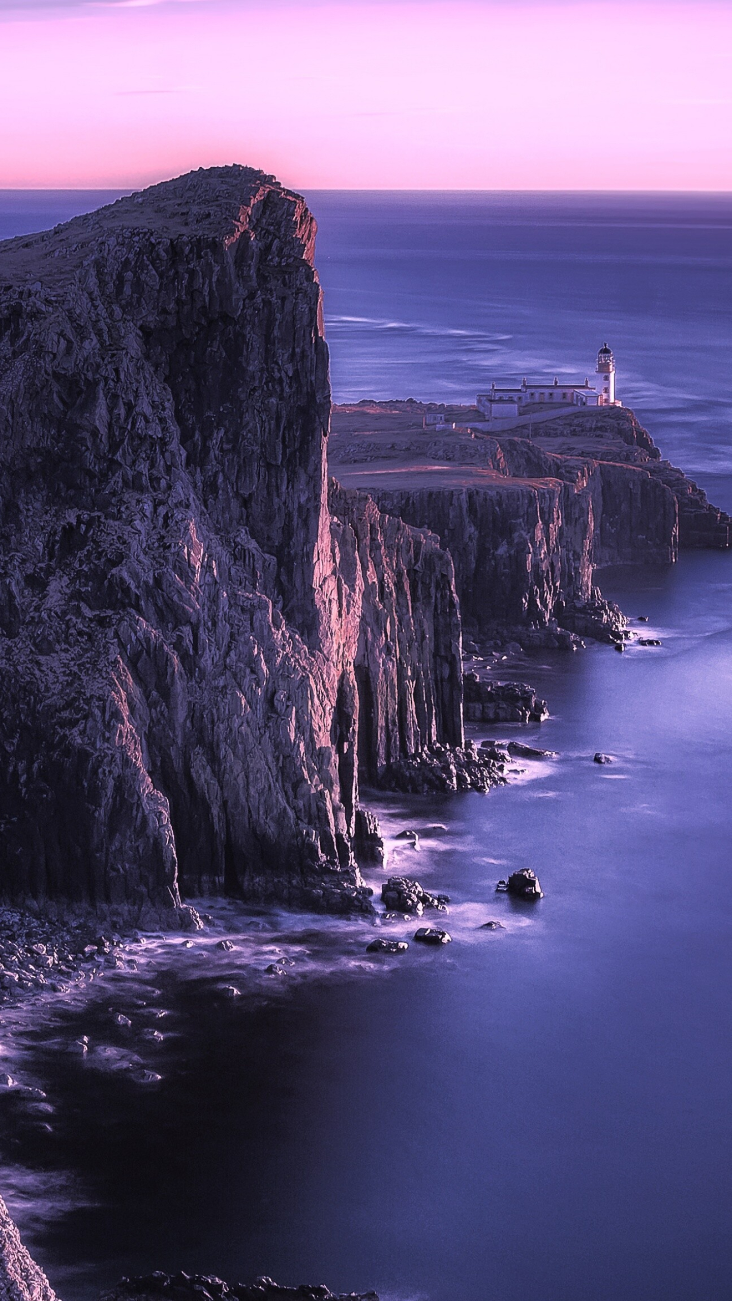 Island: Isle of Skye, Scotland, Lighthouse, Rocks. 1440x2560 HD Background.