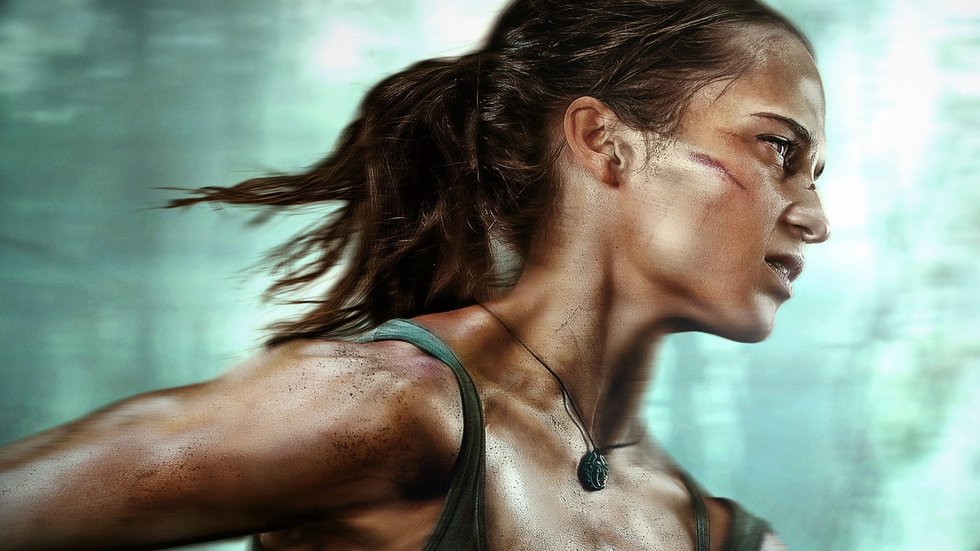 Tomb Raider, Alicia Vikander, Running, Profile view, 1920x1080 Full HD Desktop