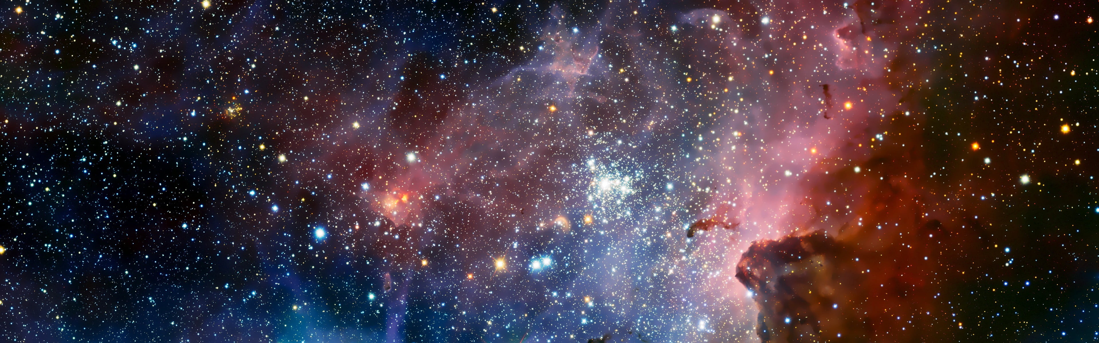 Hubble revelations, Galaxy enchantment, Stunning space art, Cosmic spectacle, 3840x1200 Dual Screen Desktop