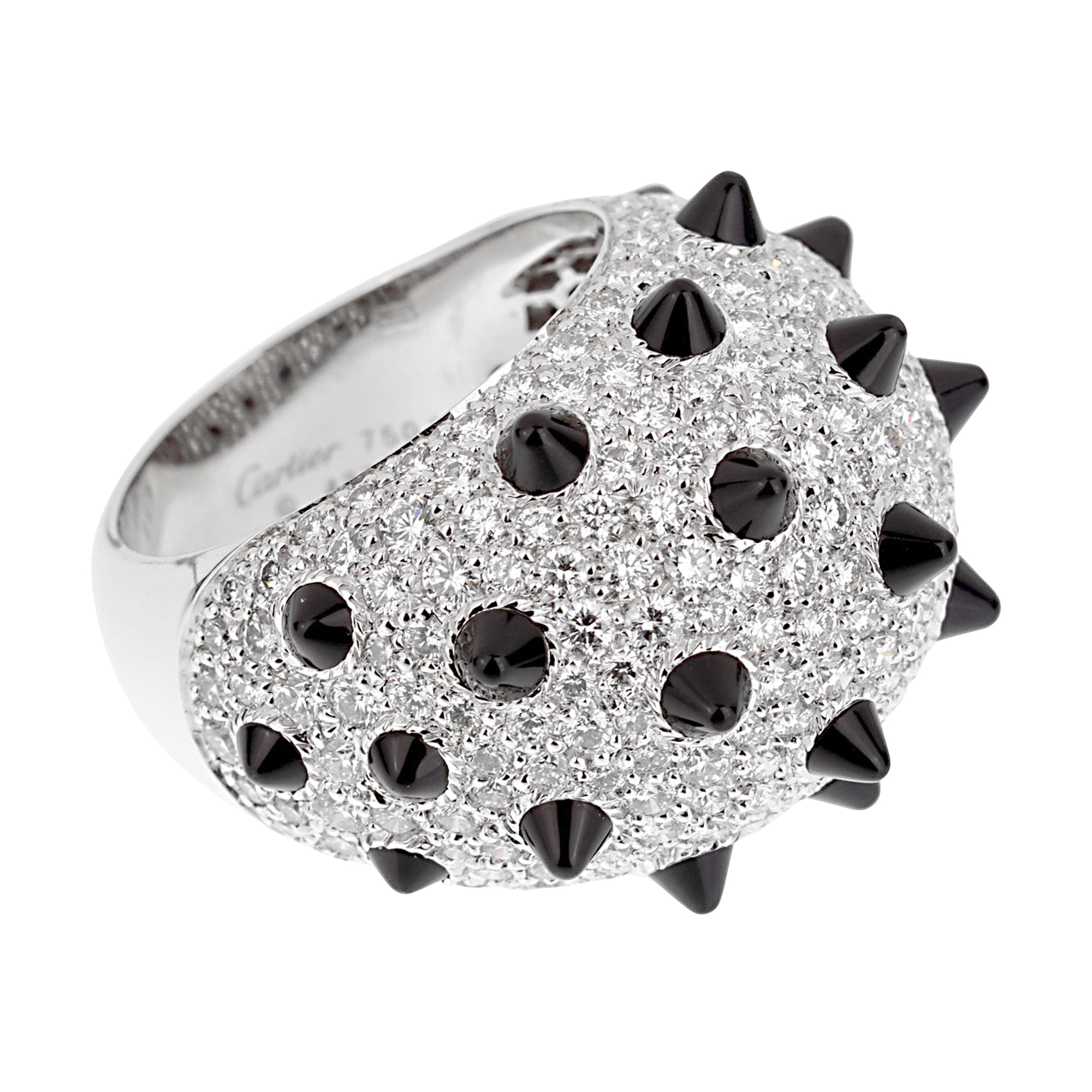 White gold diamond and onyx spike ring, Exquisite jewelry piece, Unique and elegant design, Sophistication meets edginess, 2000x2000 HD Phone
