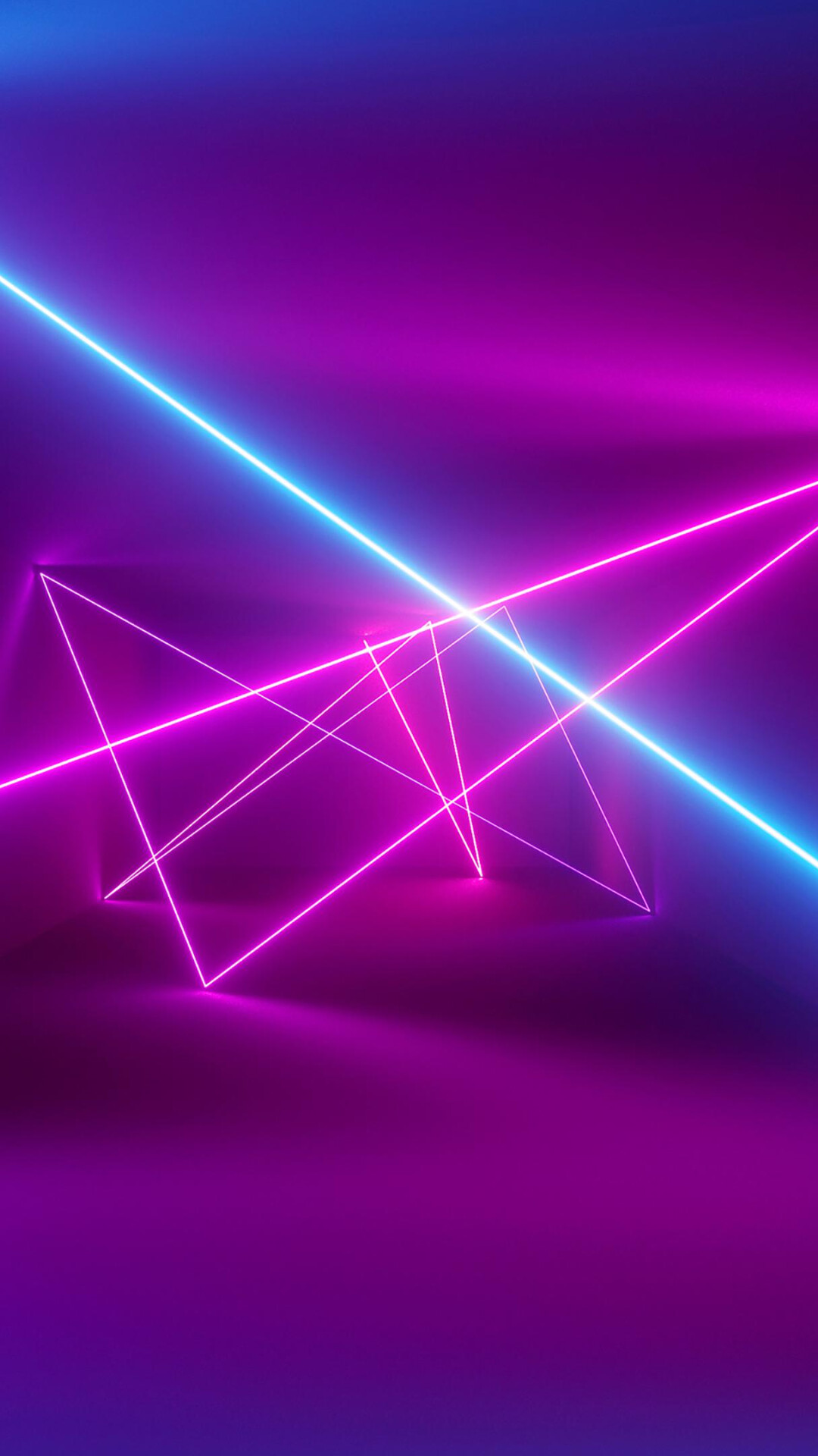 Triangle: Neon laser rays, Rectangular prism, Acute angles. 1080x1920 Full HD Wallpaper.