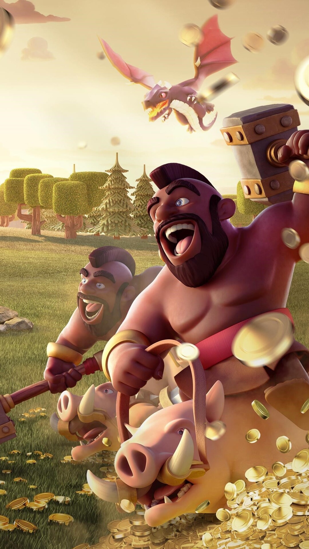 Clash of Clans: Hog Rider, A melee troop known for his ability to jump over walls. 1080x1920 Full HD Background.