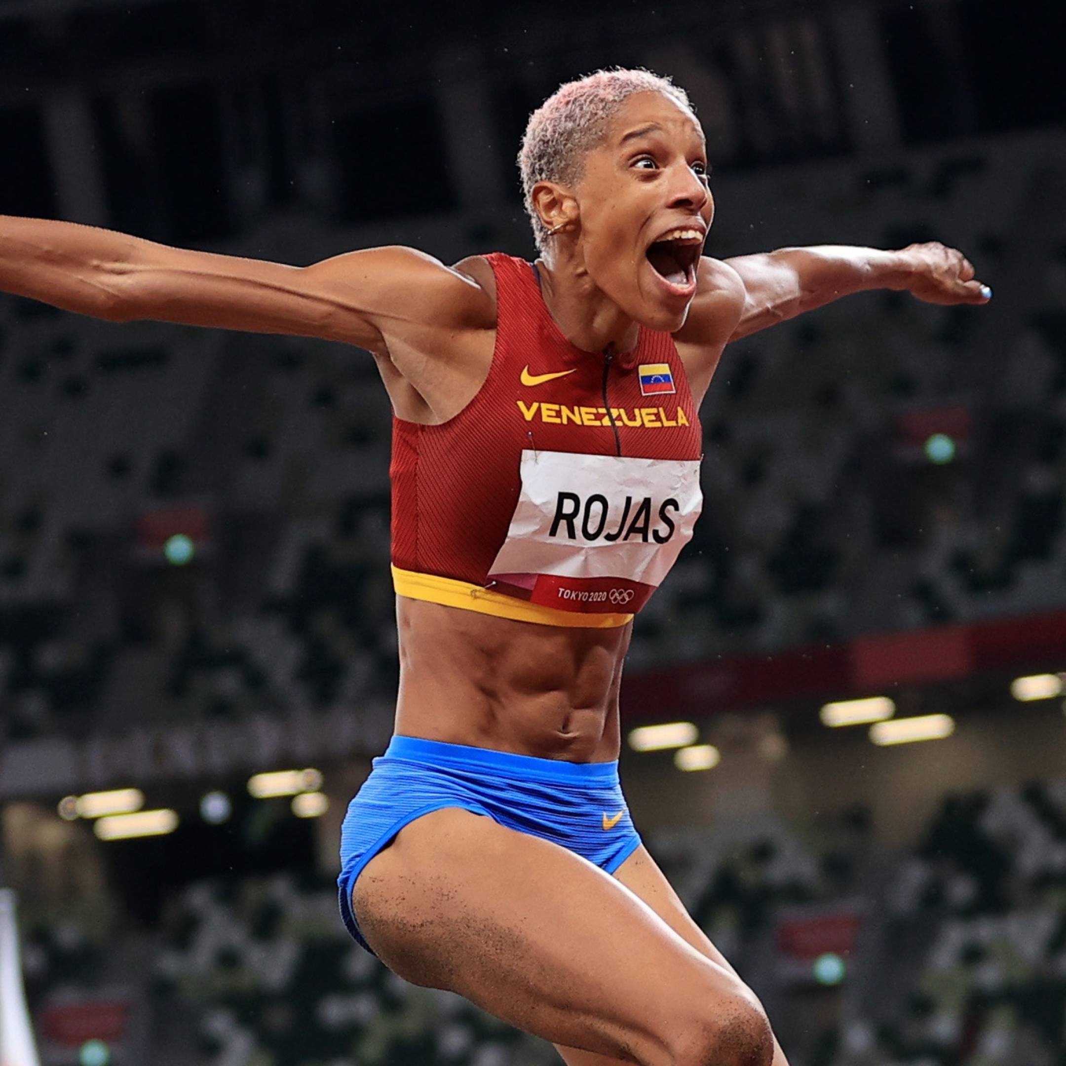 Yulimar Rojas, Olympic gold, Hurdle jump record, Venezuelan pride, 2160x2160 HD Phone