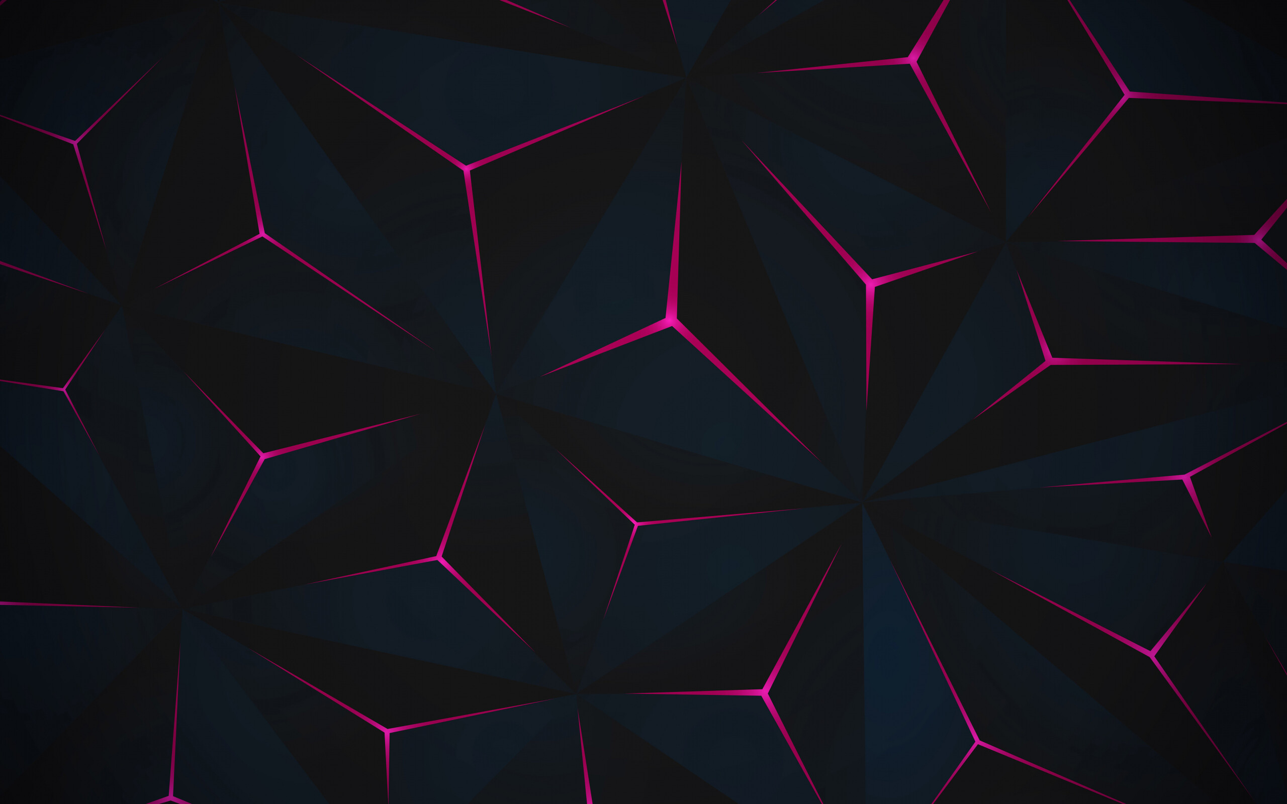 Glow in the Dark: Neon edges, Triangle neon pattern, Magenta. 2560x1600 HD Background.