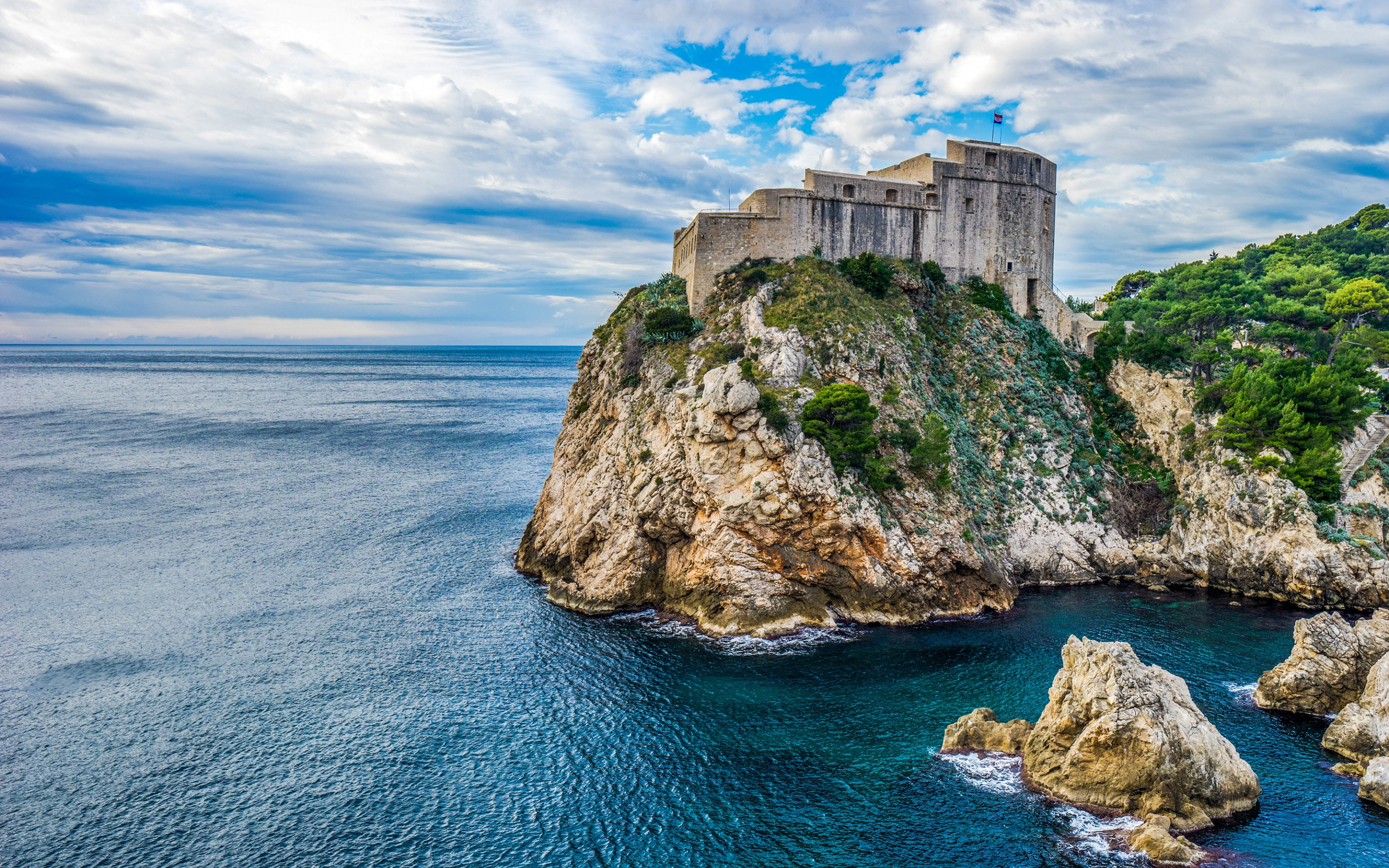 Dubrovnik castle, Adriatic Sea, Rocks coast, Dubrovnik Croatia, 2880x1800 HD Desktop
