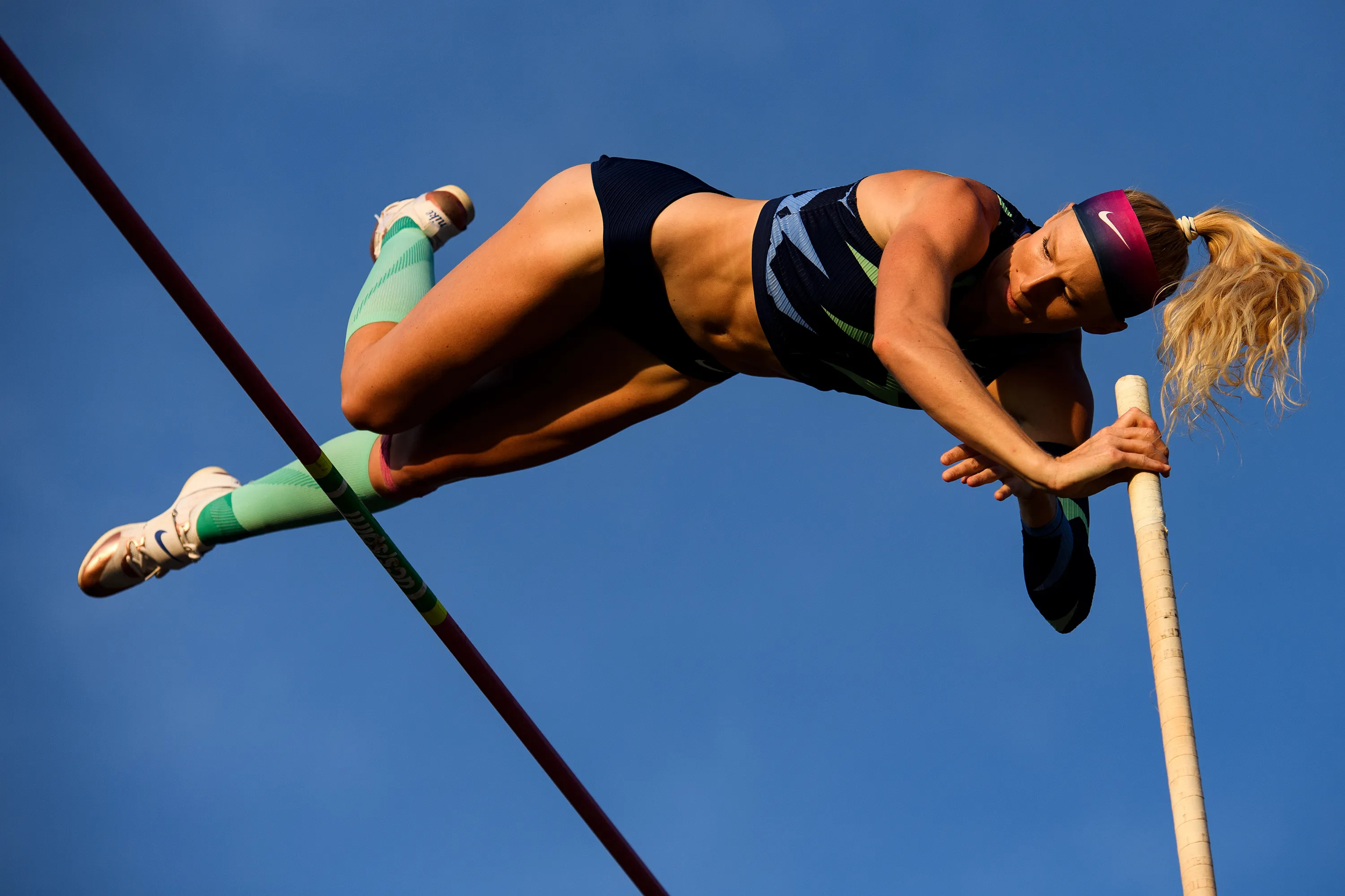 Pole Vaulting: Greenville Sandi Morris, World-best height for 2020, An athletics contest. 3000x2000 HD Background.