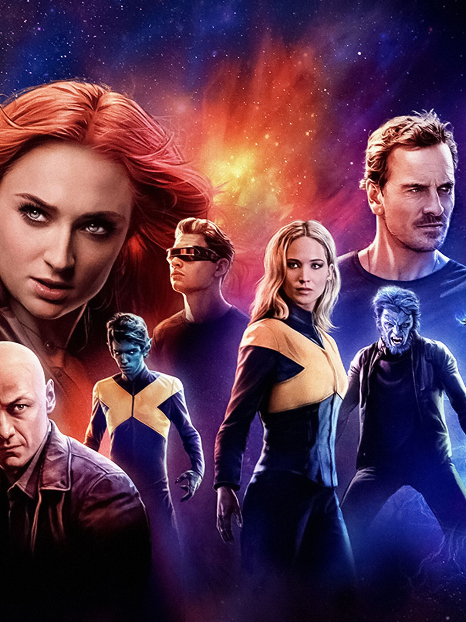X-Men: Dark Phoenix, Magneto, Mystique, Beast, Cyclops. 1540x2050 HD Background.