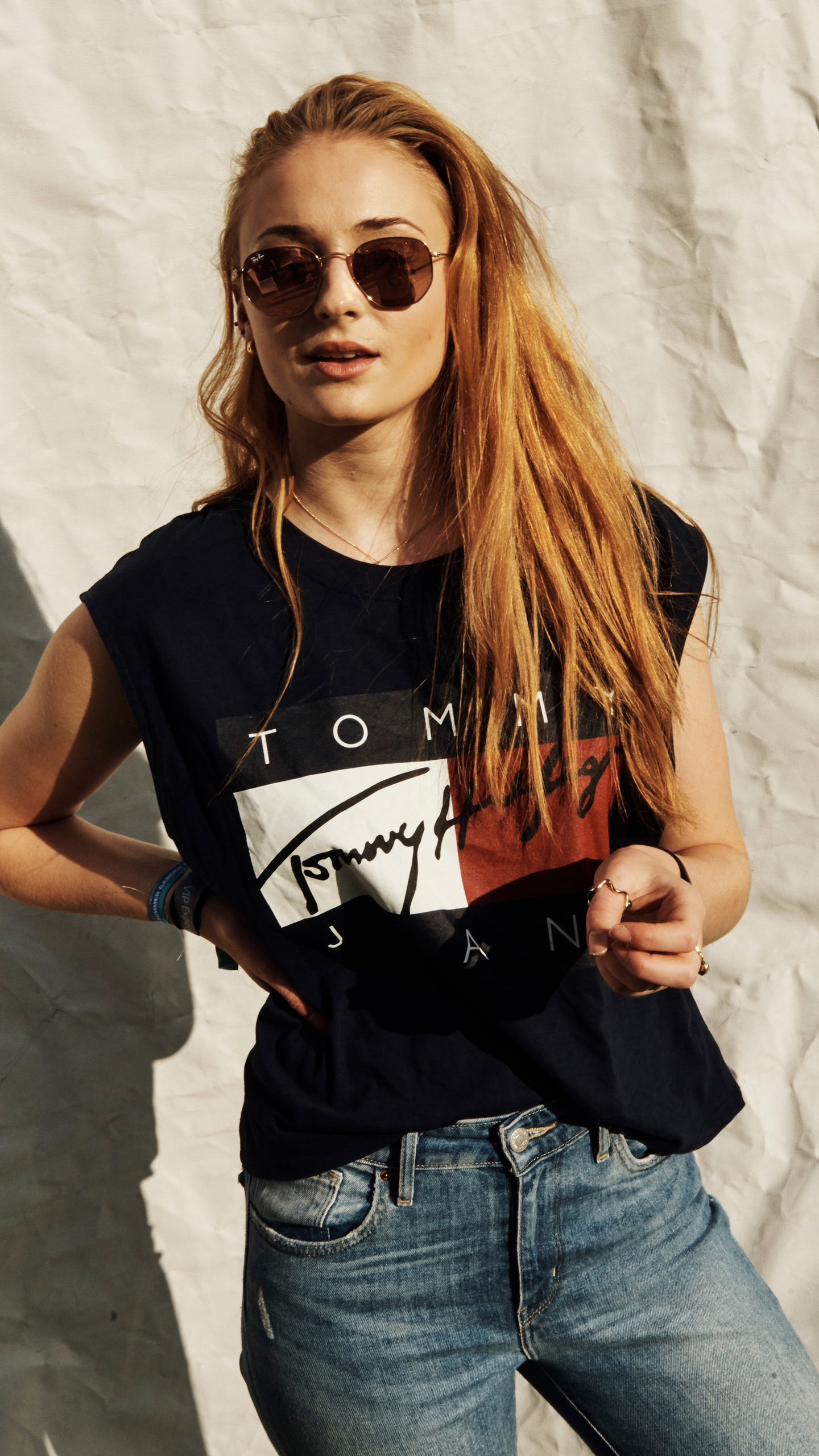 Tommy Hilfiger: Sophie Turner, An English actress, Game of Thrones, The iconic brand. 1440x2560 HD Background.