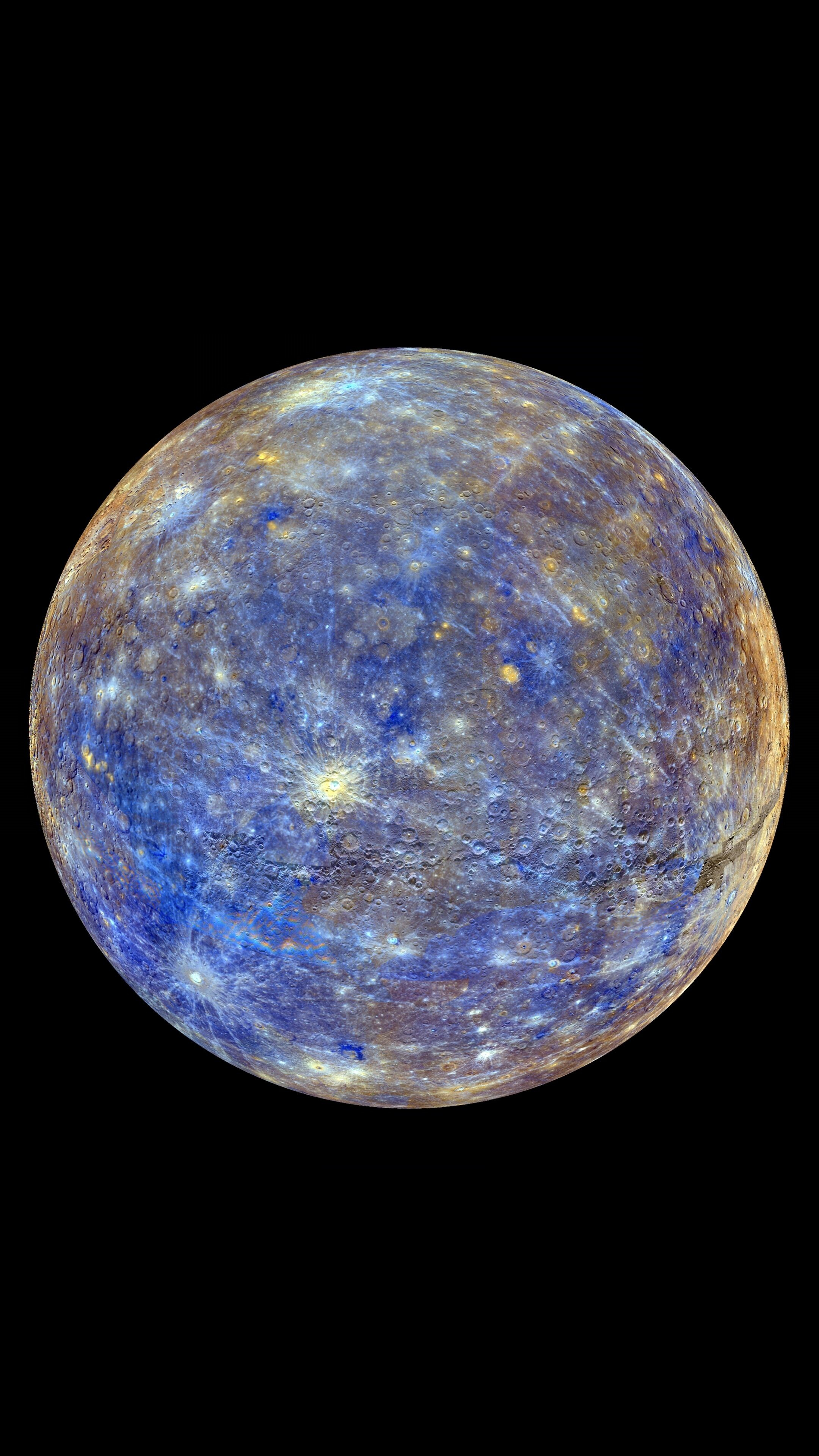 Planet: Mercury, Its orbit around the Sun takes 87.97 Earth days. 2160x3840 4K Background.