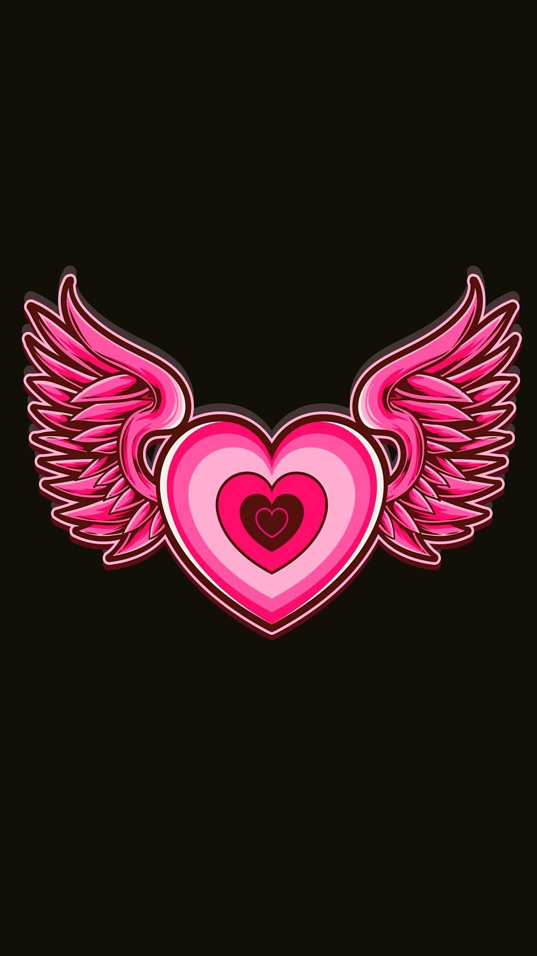 Heart With Wings, Pink wings, Feminine wallpaper, Soft aesthetic, 1080x1920 Full HD Handy
