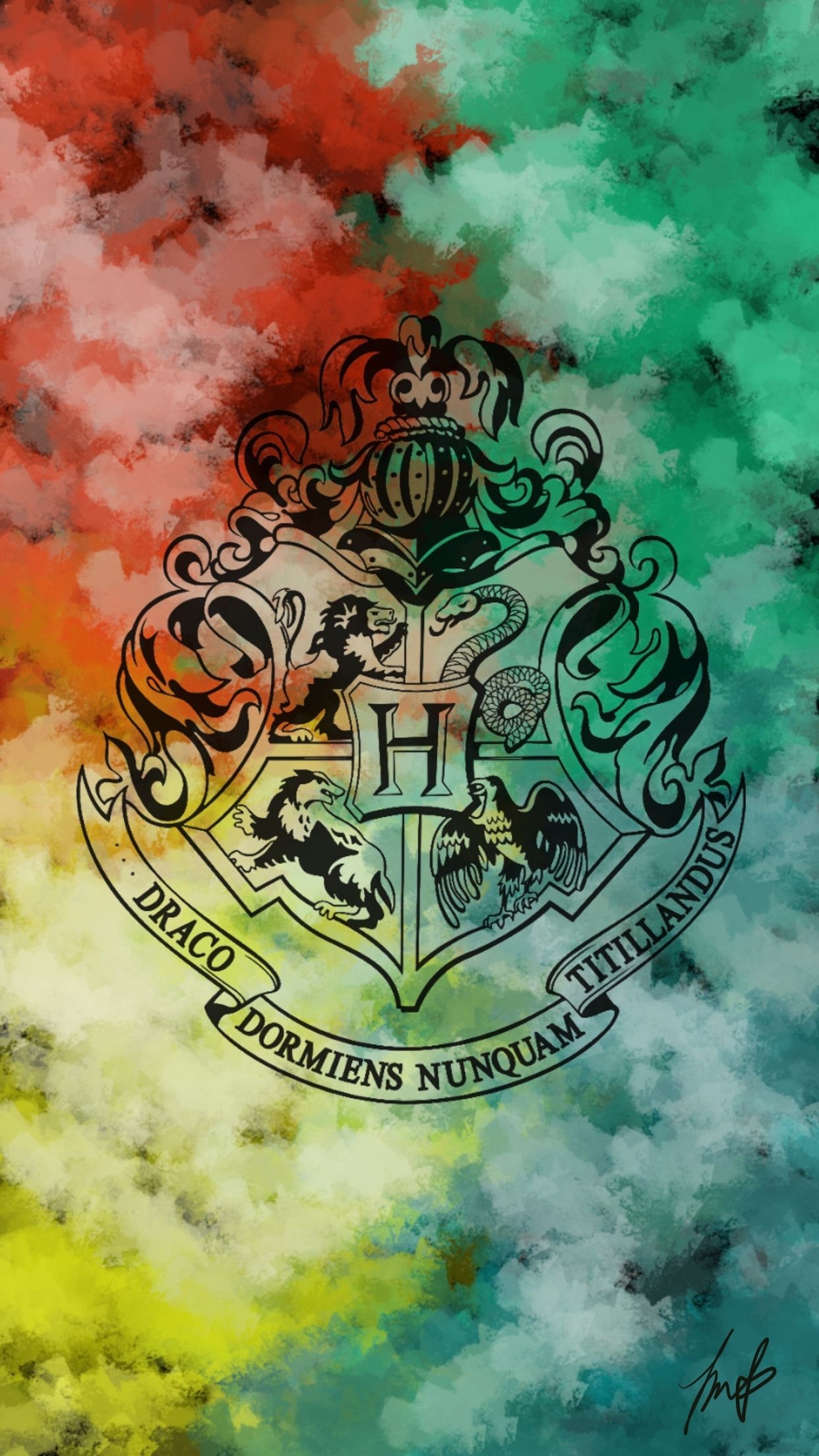 iPhone 8 wallpaper, Hogwarts crest, Movie poster, Magical art, 1250x2210 HD Handy