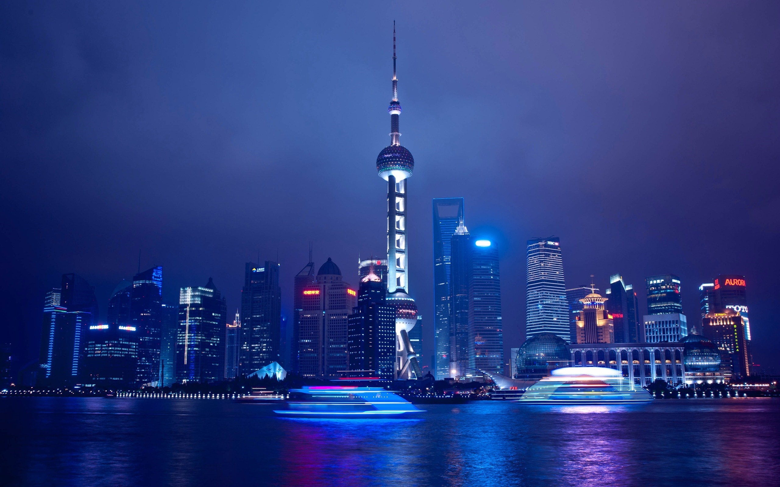 Oriental Pearl Tower, Shanghai, Cityscape, Night wallpaper, 2560x1600 HD Desktop
