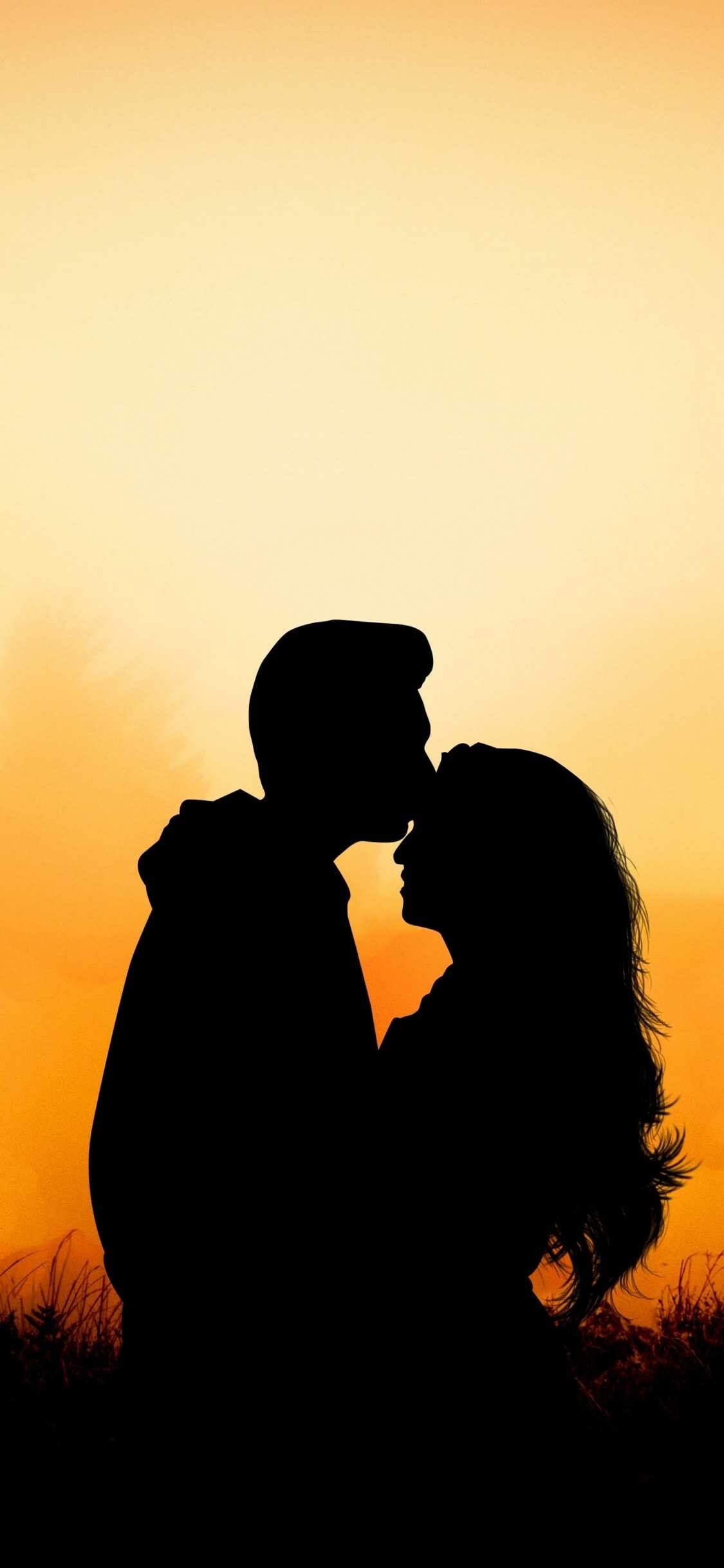 Kiss: Amorous kissing, Cuddling. 1130x2440 HD Background.