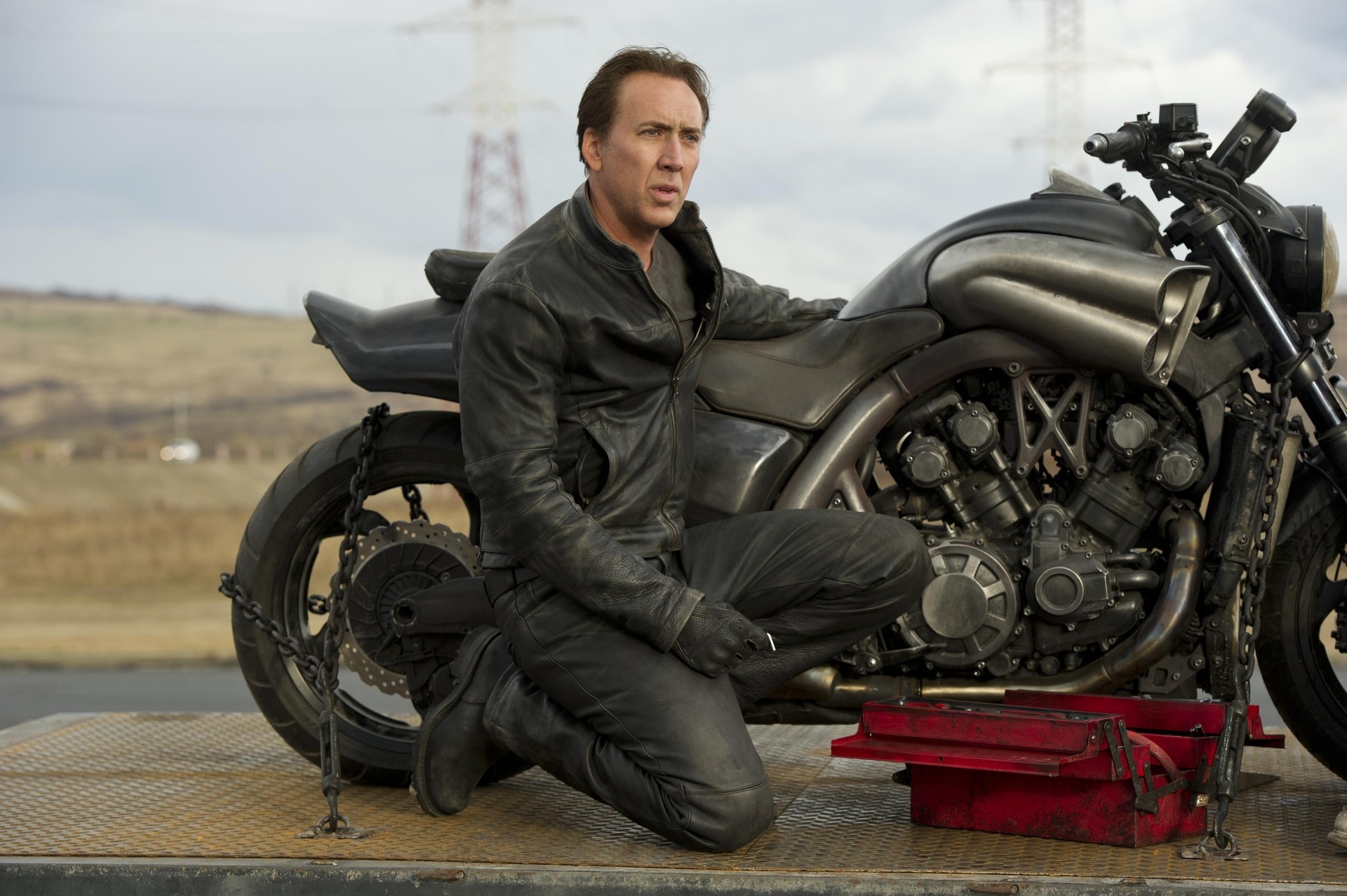 Nicolas Cage, Schauspieler der Film, Motorrad Ghost Rider, 1920x1280 HD Desktop