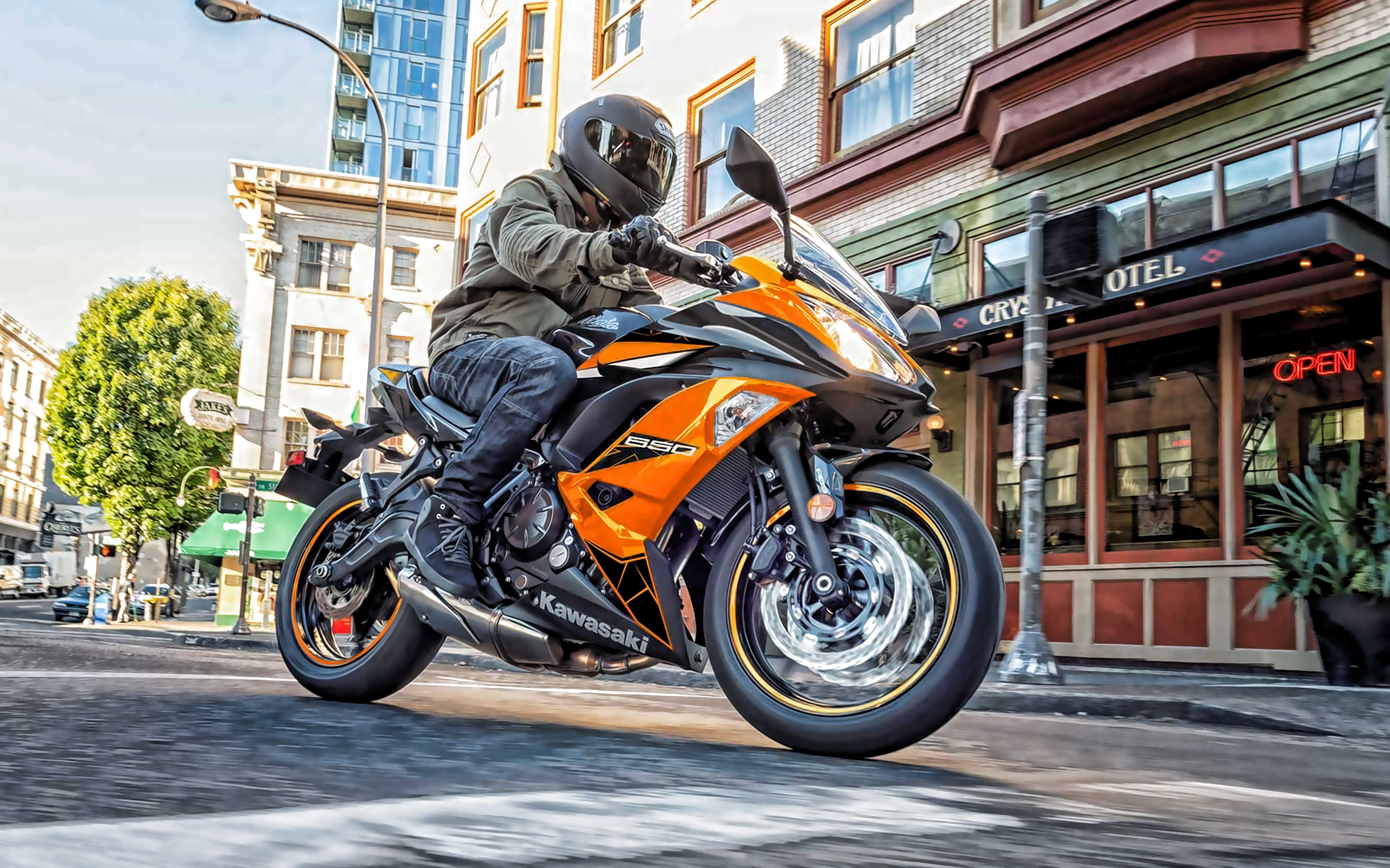 Kawasaki Ninja 650, New sport bike, Black and orange aesthetic, Japanese motorcycles, 2560x1600 HD Desktop