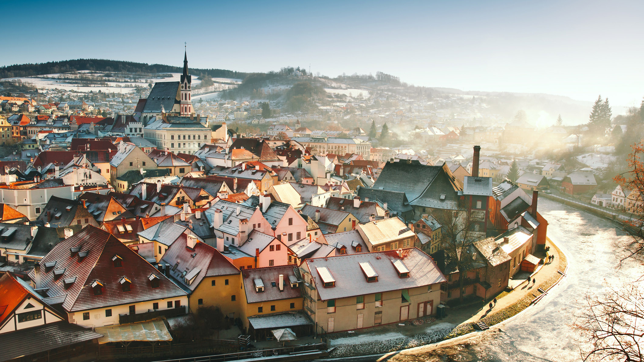 Czechia (Czech Republic): One of the most picturesque towns in Europe, Cesky Krumlov. 2130x1200 HD Wallpaper.