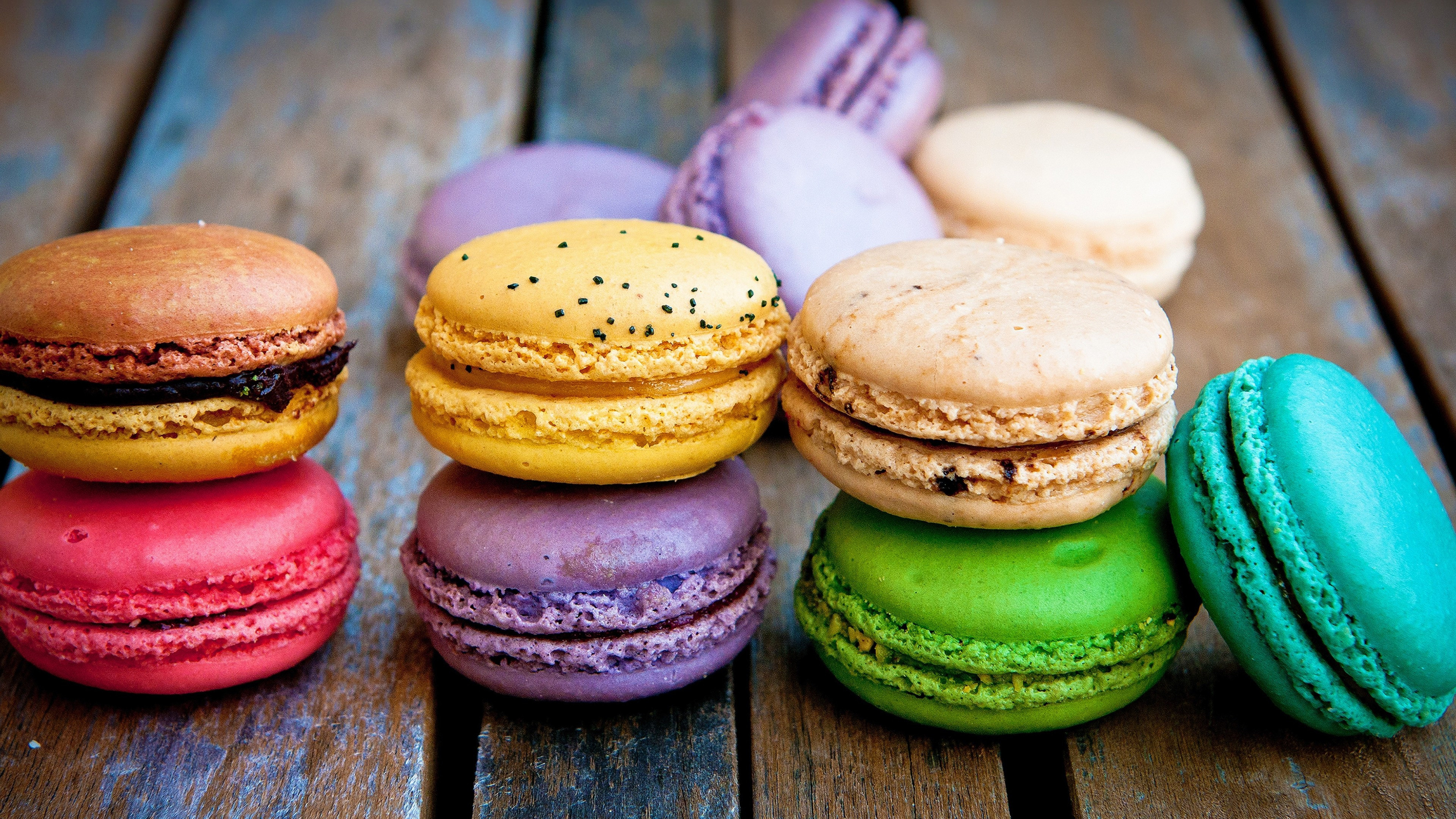 Macaron: Colorful cookies, Dessert, Sweetness. 3840x2160 4K Background.