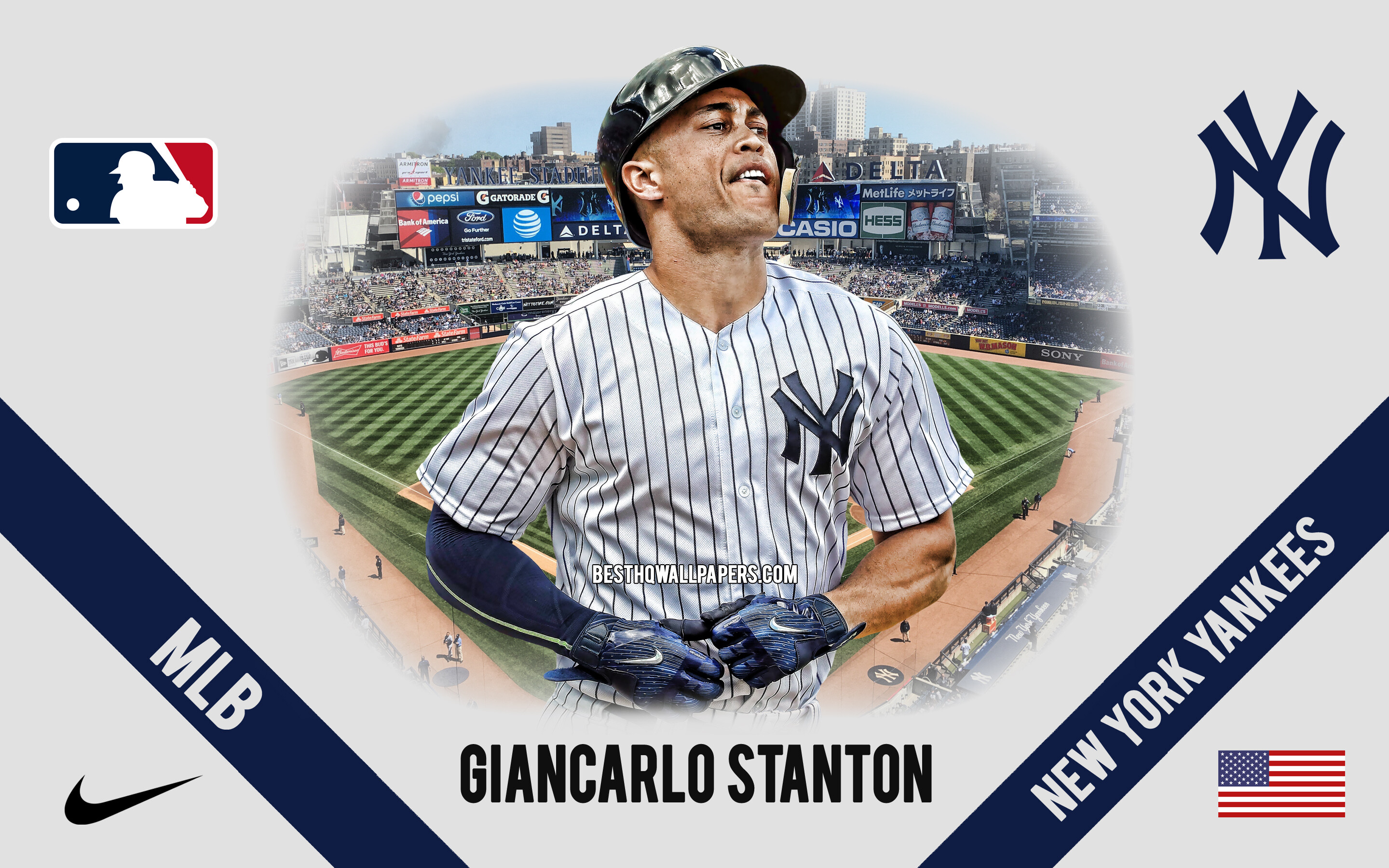 Giancarlo Stanton: An American legend player, Known for his prodigious physical strength and ability to regularly hit long home runs. 2880x1800 HD Wallpaper.