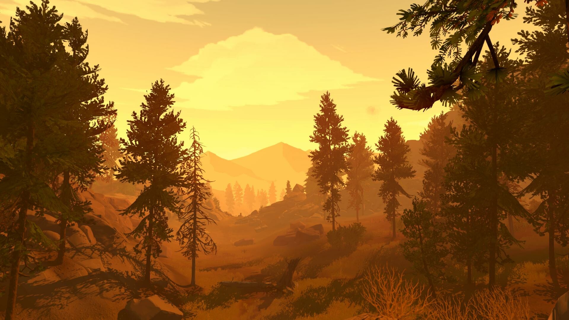 Firewatch: An adventure game that has an intriguing mystery narrative and enjoyable exploration gameplay. 1920x1080 Full HD Background.