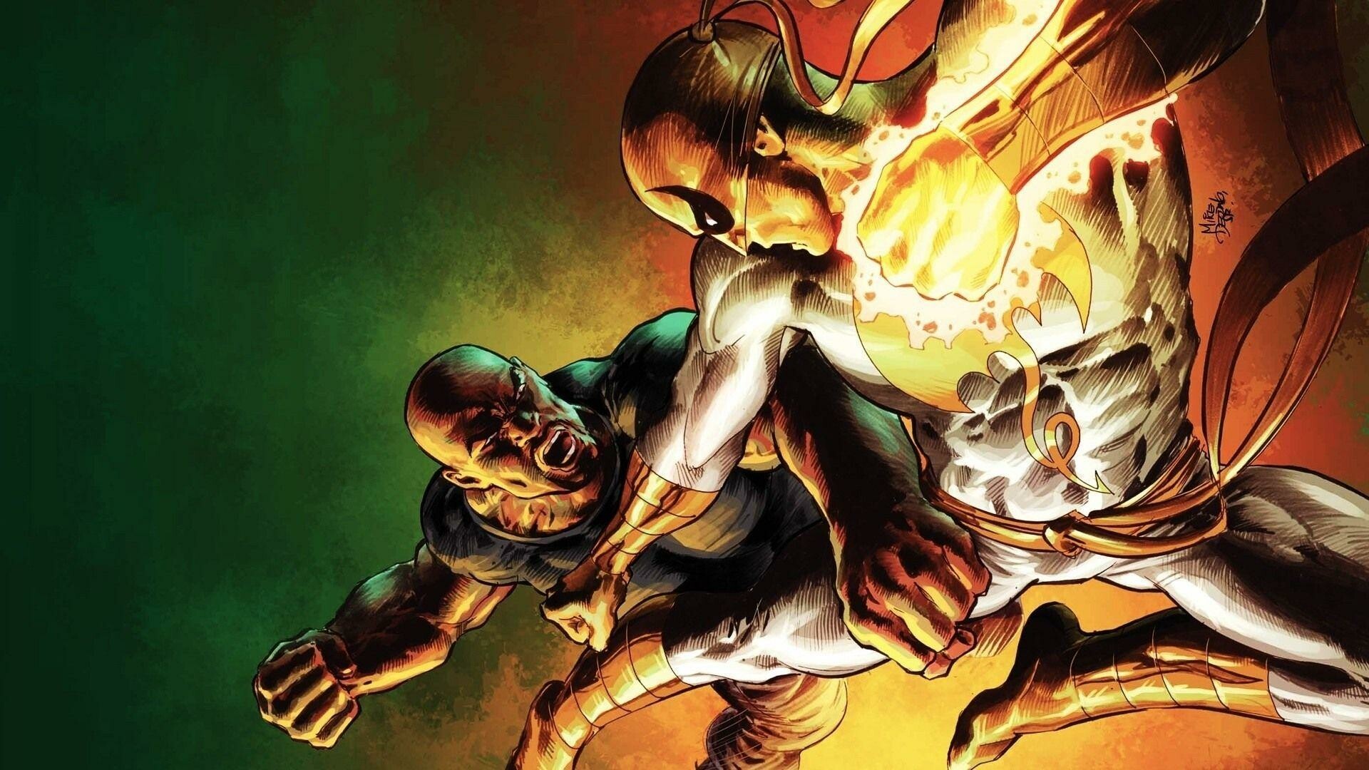 Iron Fist: Danny Rand, a martial arts master born into excessive wealth who cleans up the streets of New York, often alongside his friend Luke Cage. 1920x1080 Full HD Background.