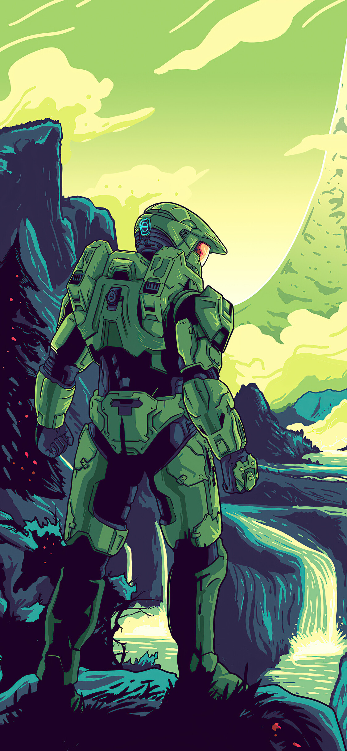 Halo: Cortana was created as a game design requirement to guide the character as Master Chief throughout the game world, but she became an important aspect of revealing the Chief's humanity. 1130x2440 HD Background.