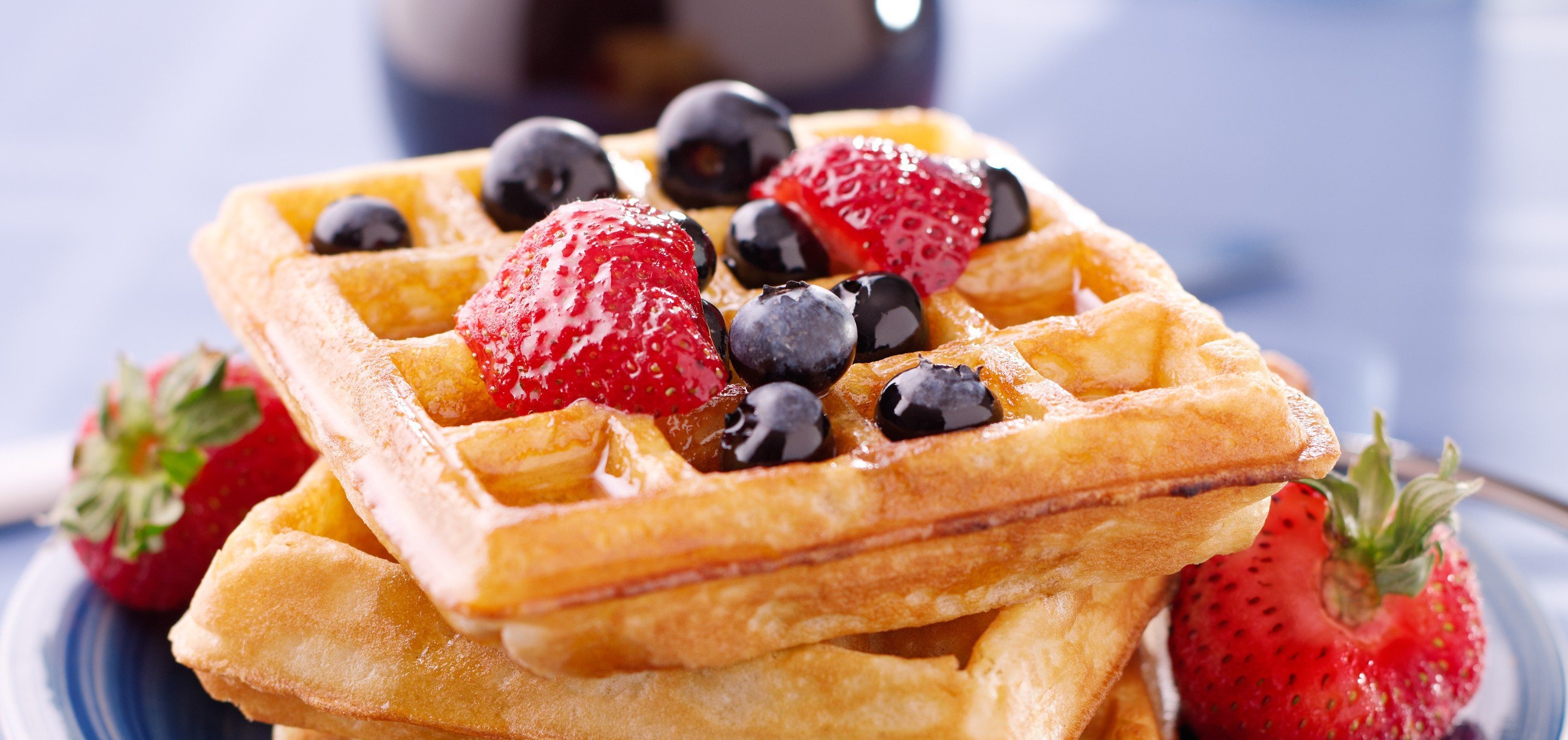 Waffle: The Liege waffles, have a dense, caramelized flavor due to the sugar used in the batter. 2620x1240 Dual Screen Wallpaper.
