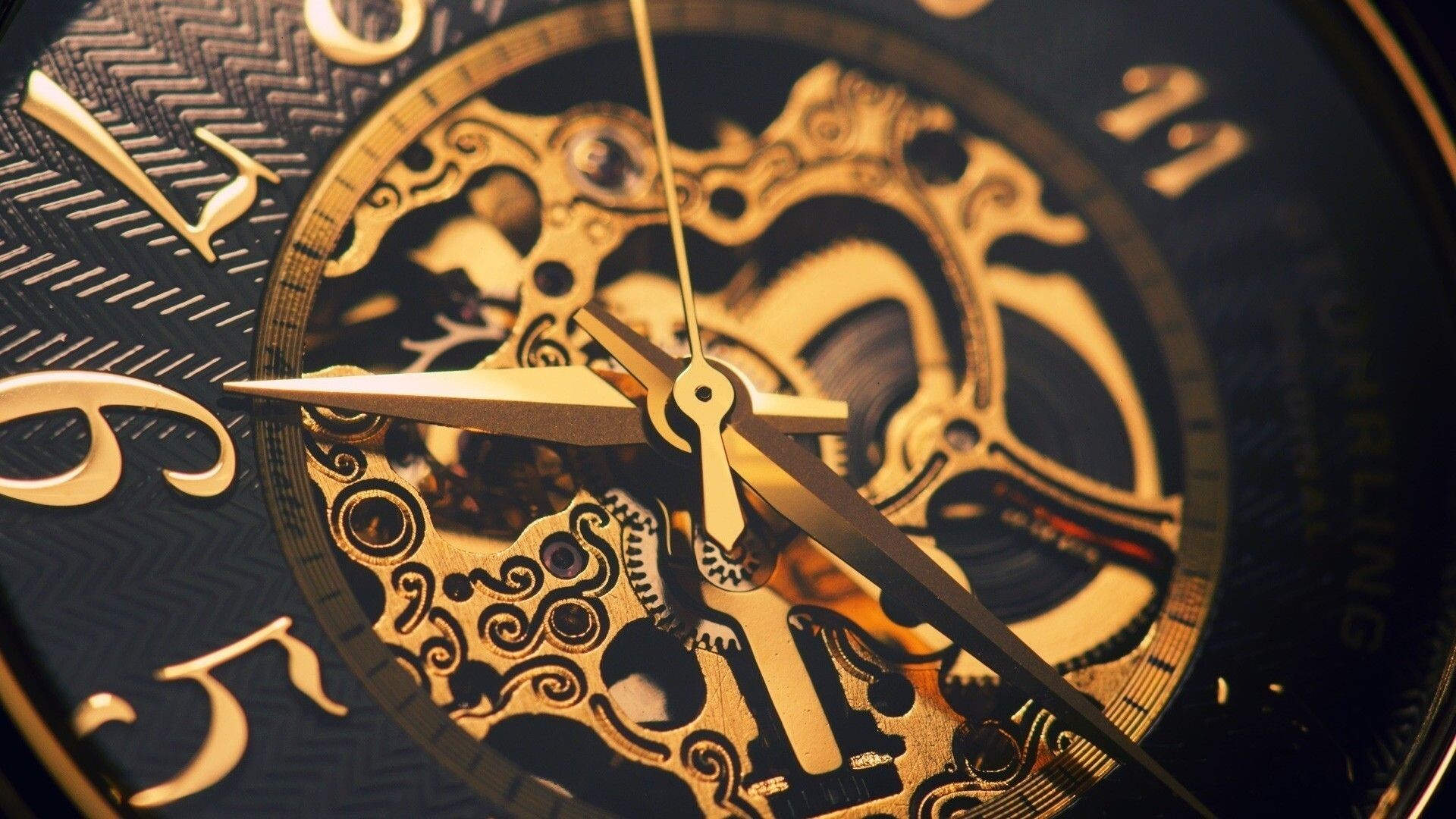 Gear: Clock, A device consisting of connecting sets of wheels with teeth around the edge. 1920x1080 Full HD Wallpaper.