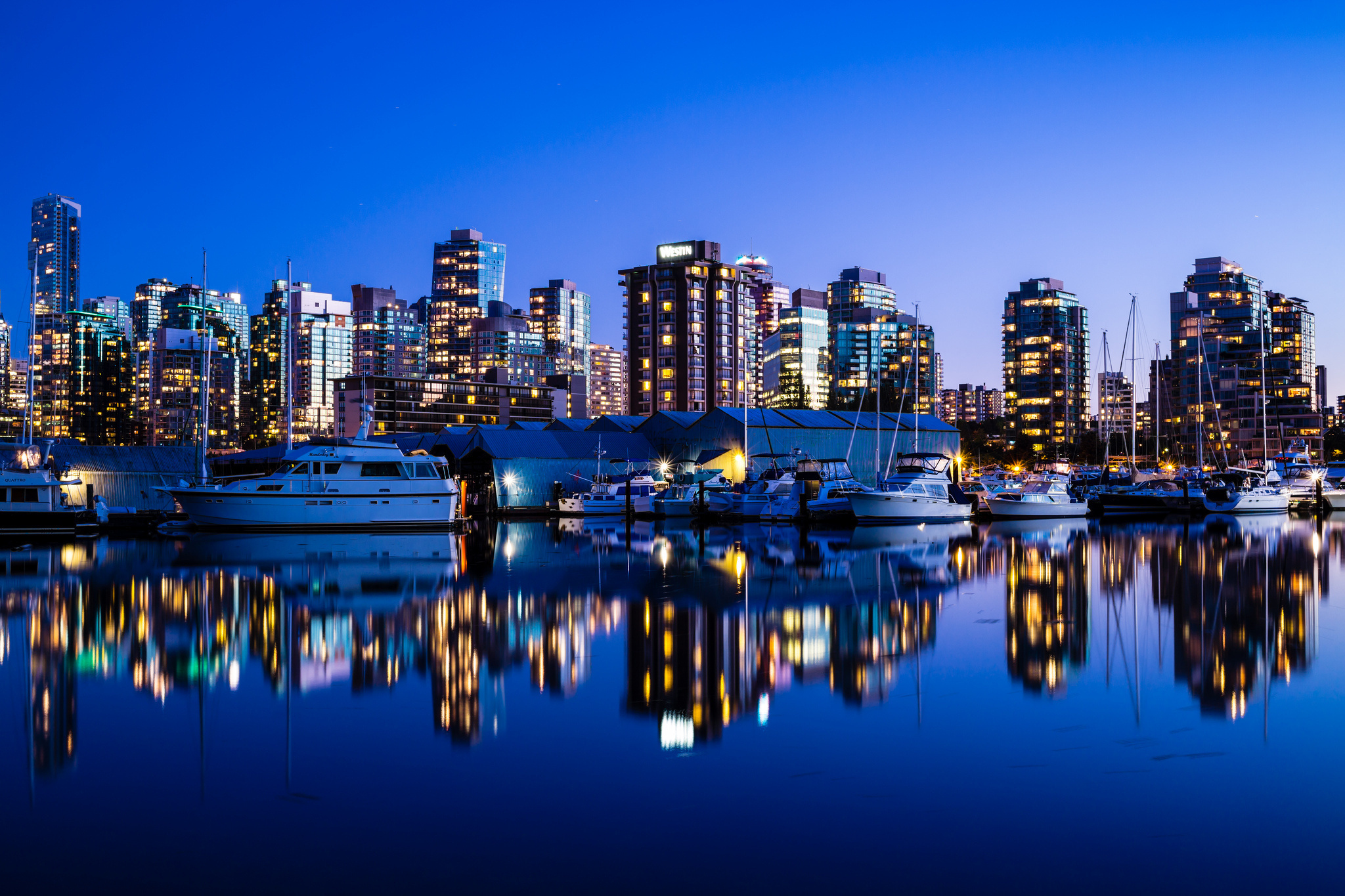 Vancouver city lights, Nighttime riverscape, Urban beauty, Canadian charm, 2050x1370 HD Desktop