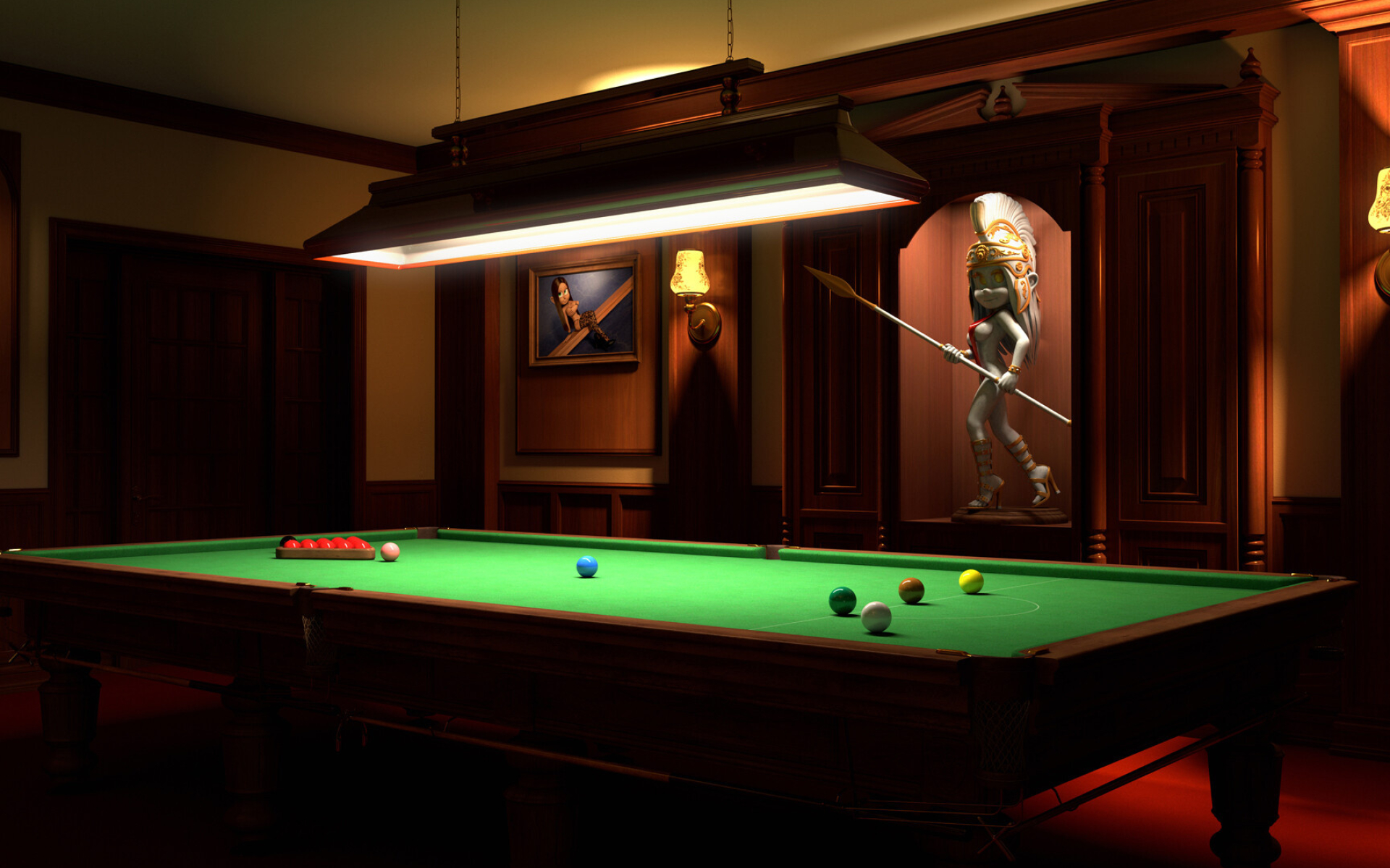 Snooker: Typical room for a cue game in the English pub, Recreational activity and sport. 1920x1200 HD Wallpaper.