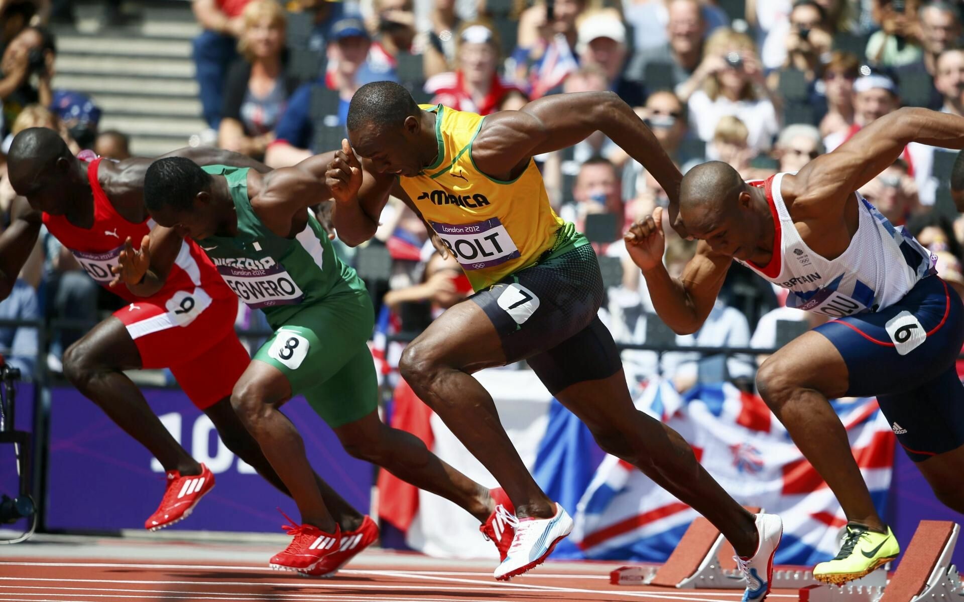 Usain Bolt: He won four golds at the 2003 CARIFTA Games, London 2012 Summer Olympics. 1920x1200 HD Wallpaper.