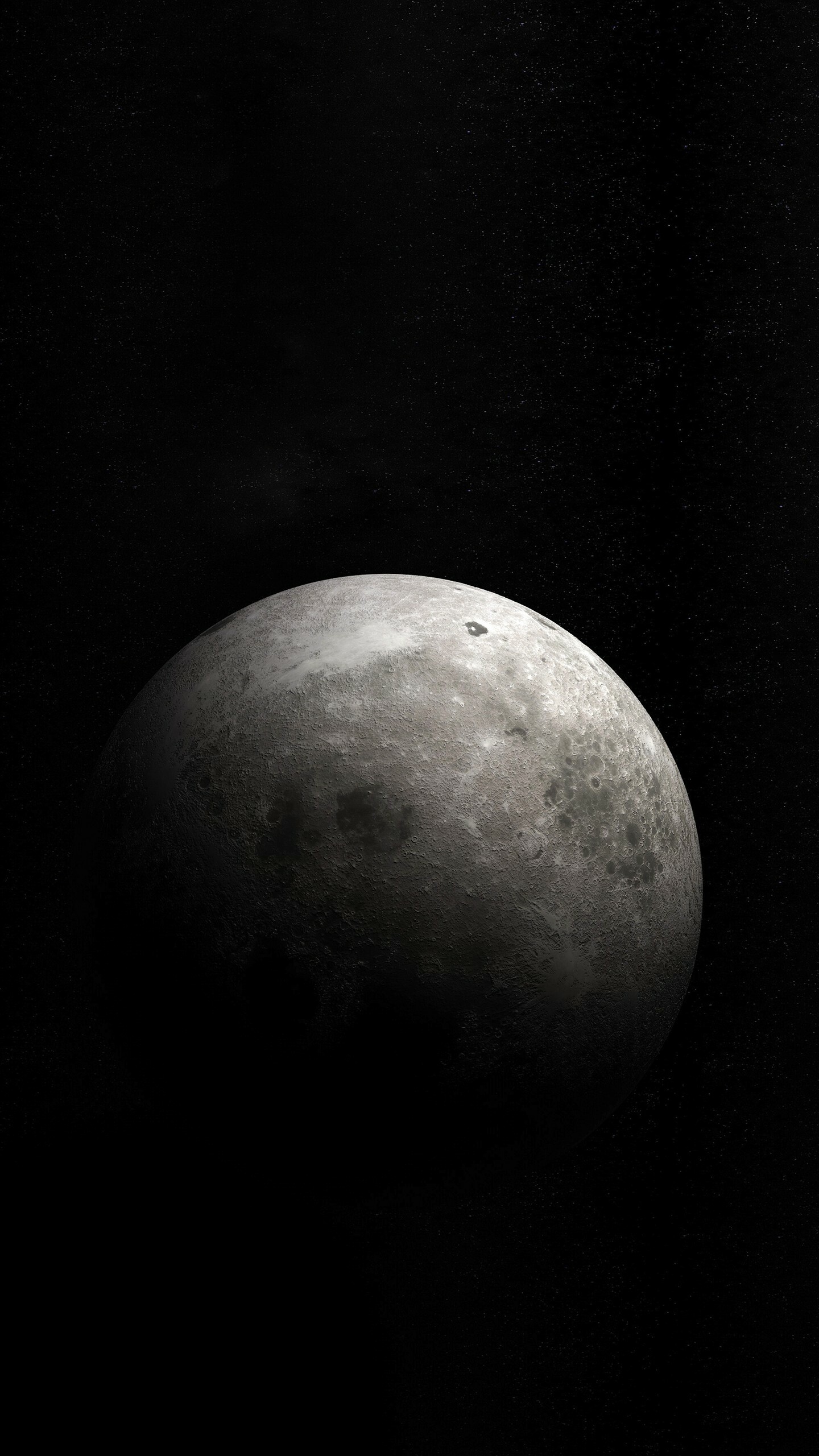 Moon: Lunar phase, Night, Halfmoon, Lunar crater. 1440x2560 HD Wallpaper.