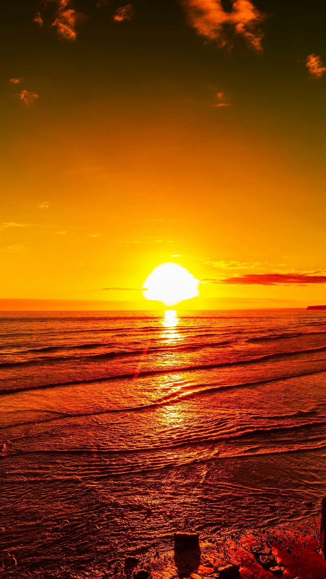 Sunrise: Daybreak, Orange-reddish color skies. 1080x1920 Full HD Wallpaper.